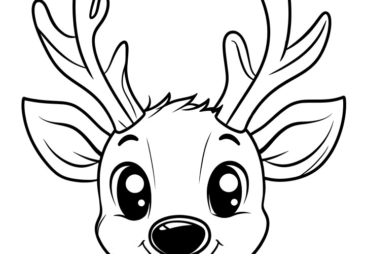 Merry reindeer head - free coloring sheet