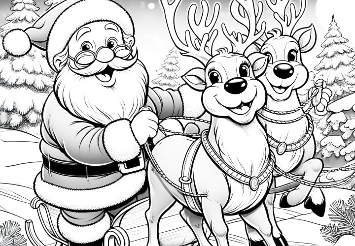 Reindeer: Coloring picture for Christmas (free)