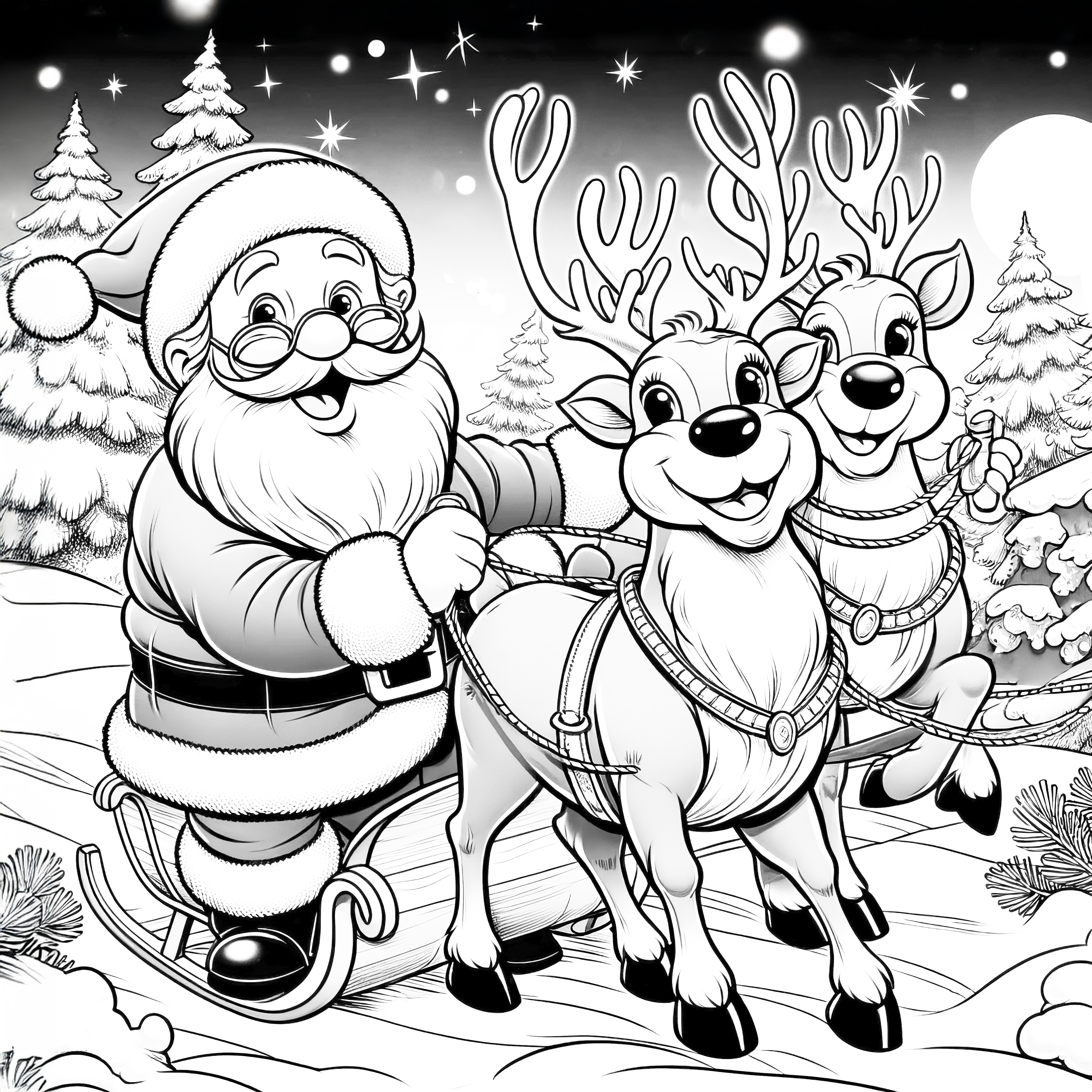 Reindeer: Coloring picture for Christmas (free)