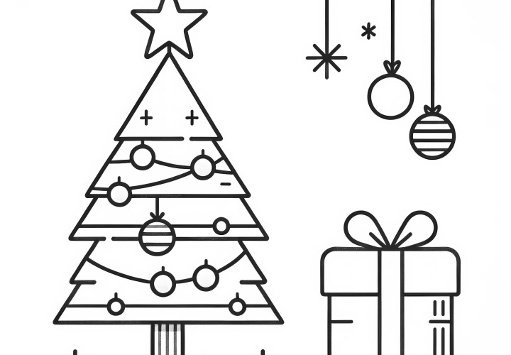 Christmas tree: simple coloring picture for children