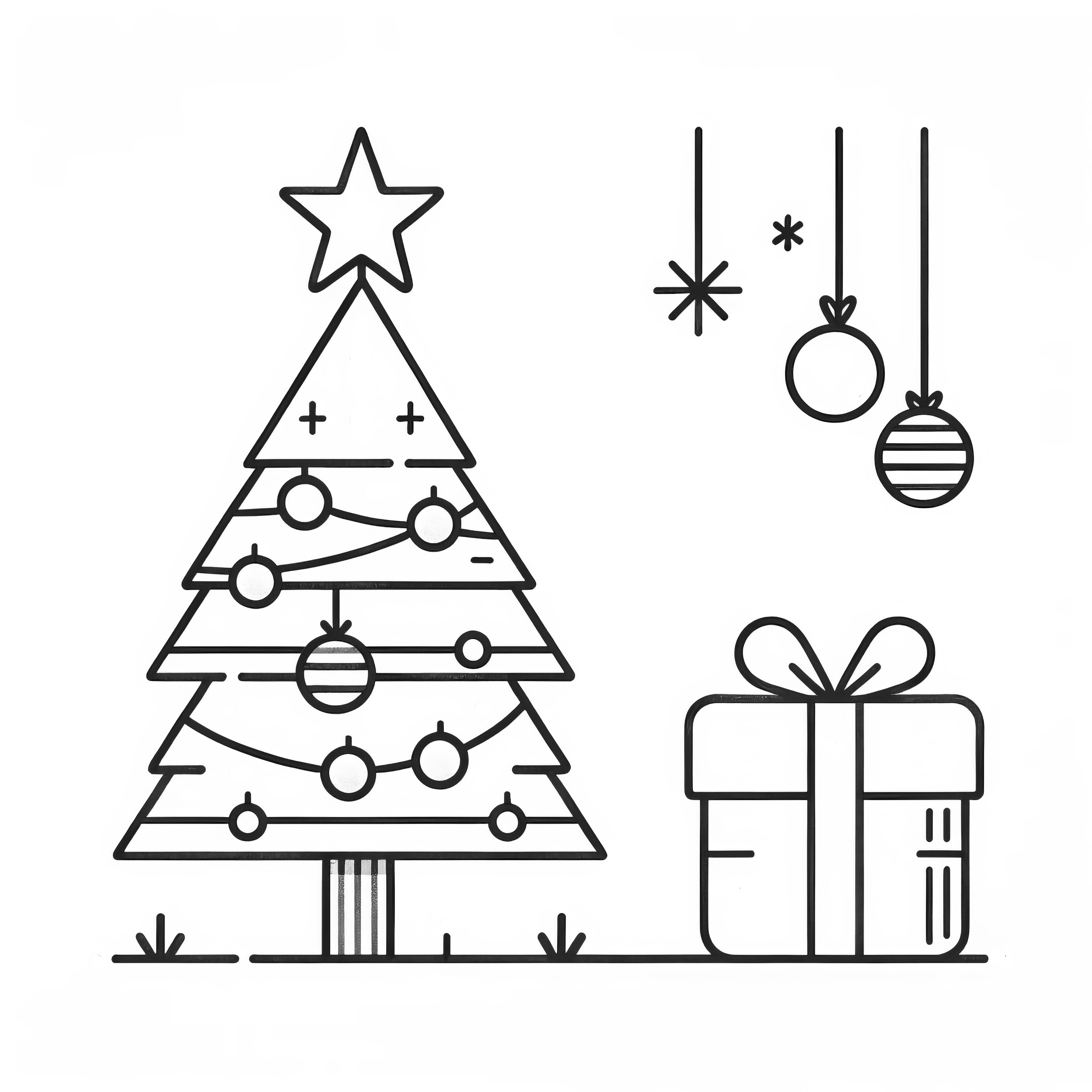 Christmas tree: simple coloring picture for children