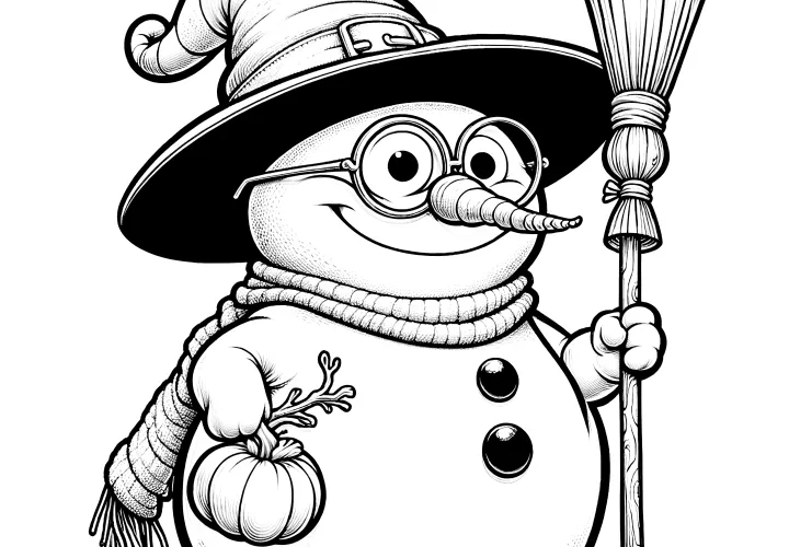 Bruxa boneco de neve: Desenho para colorir (gratuito)