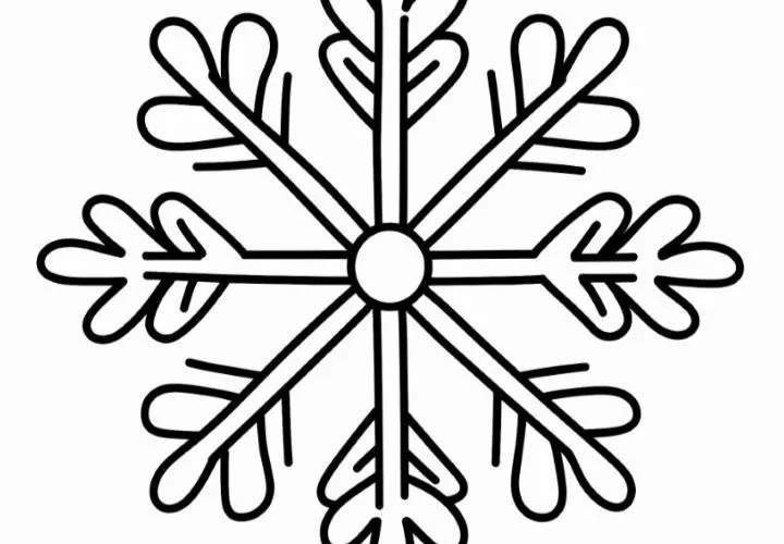 Simple snowflake: coloring page for children