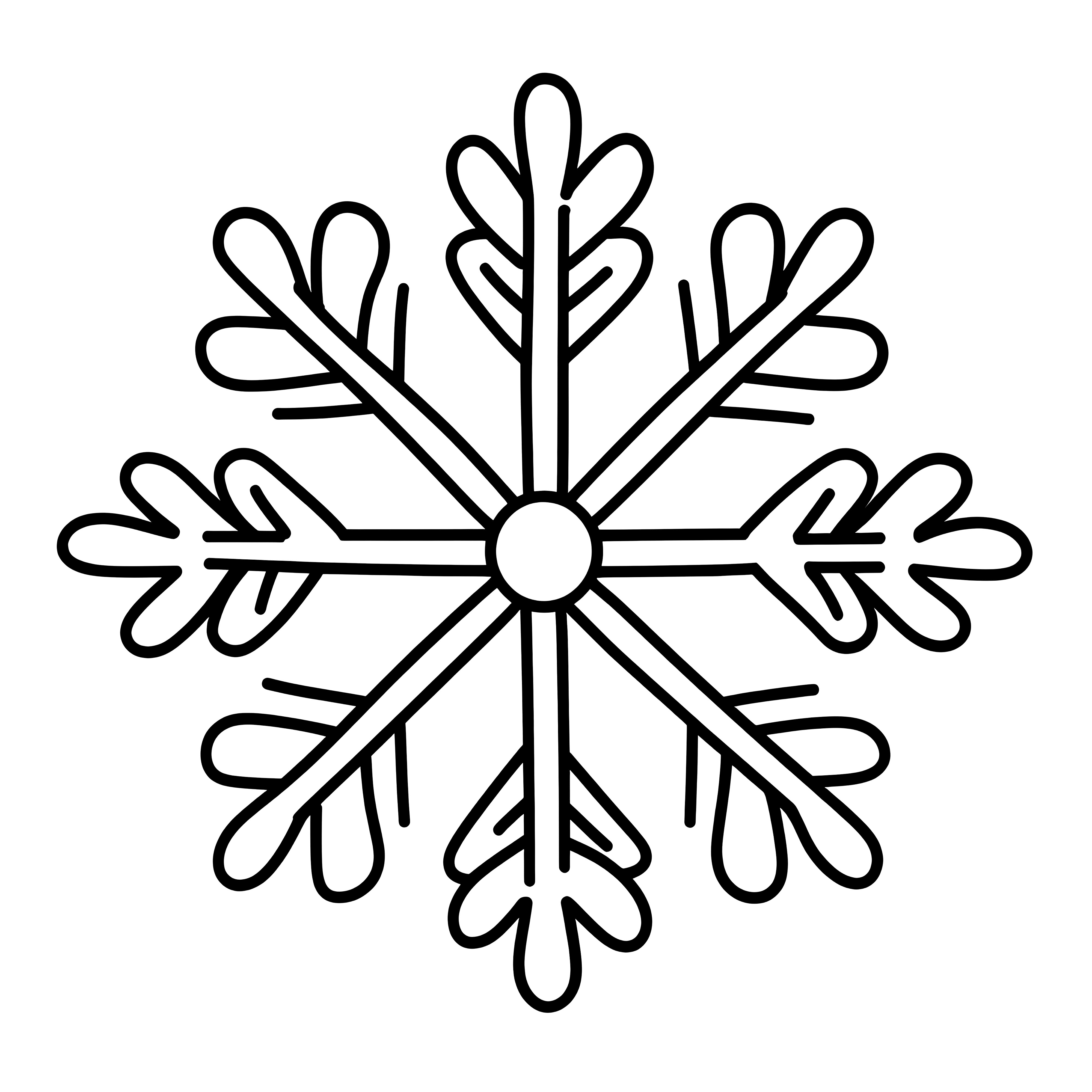 Simple snowflake: coloring page for children