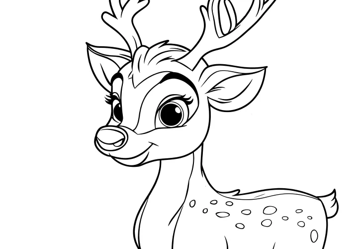 Reindeer girl: Coloring picture as a free download