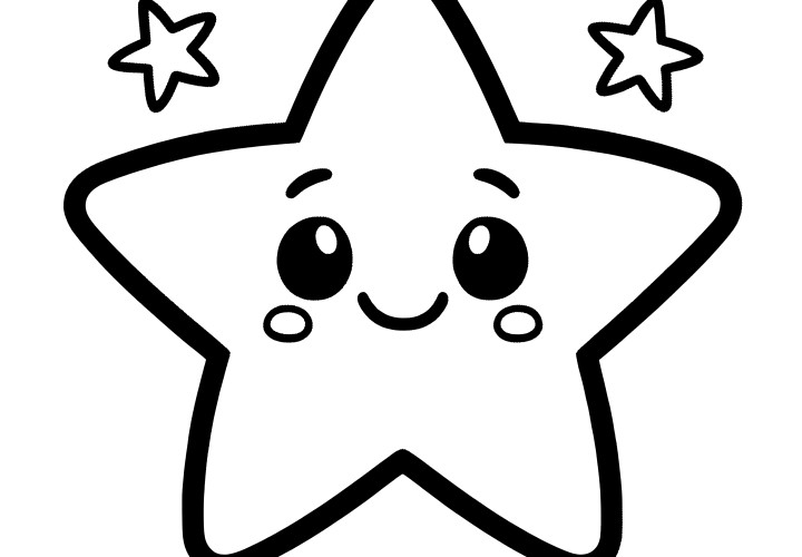 Simple star coloring page for primary school & kindergarten