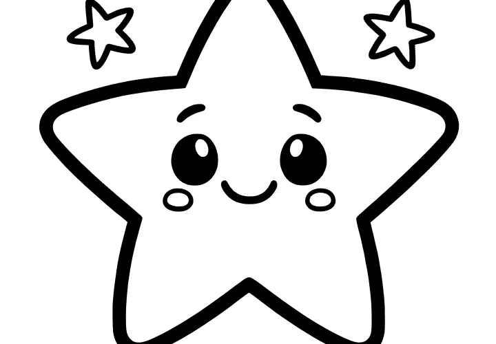 Simple star coloring page for primary school & kindergarten