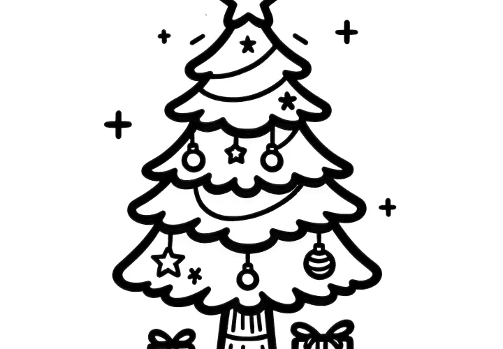 Sapin de Noël: Coloriage pour école primaire et maternelle