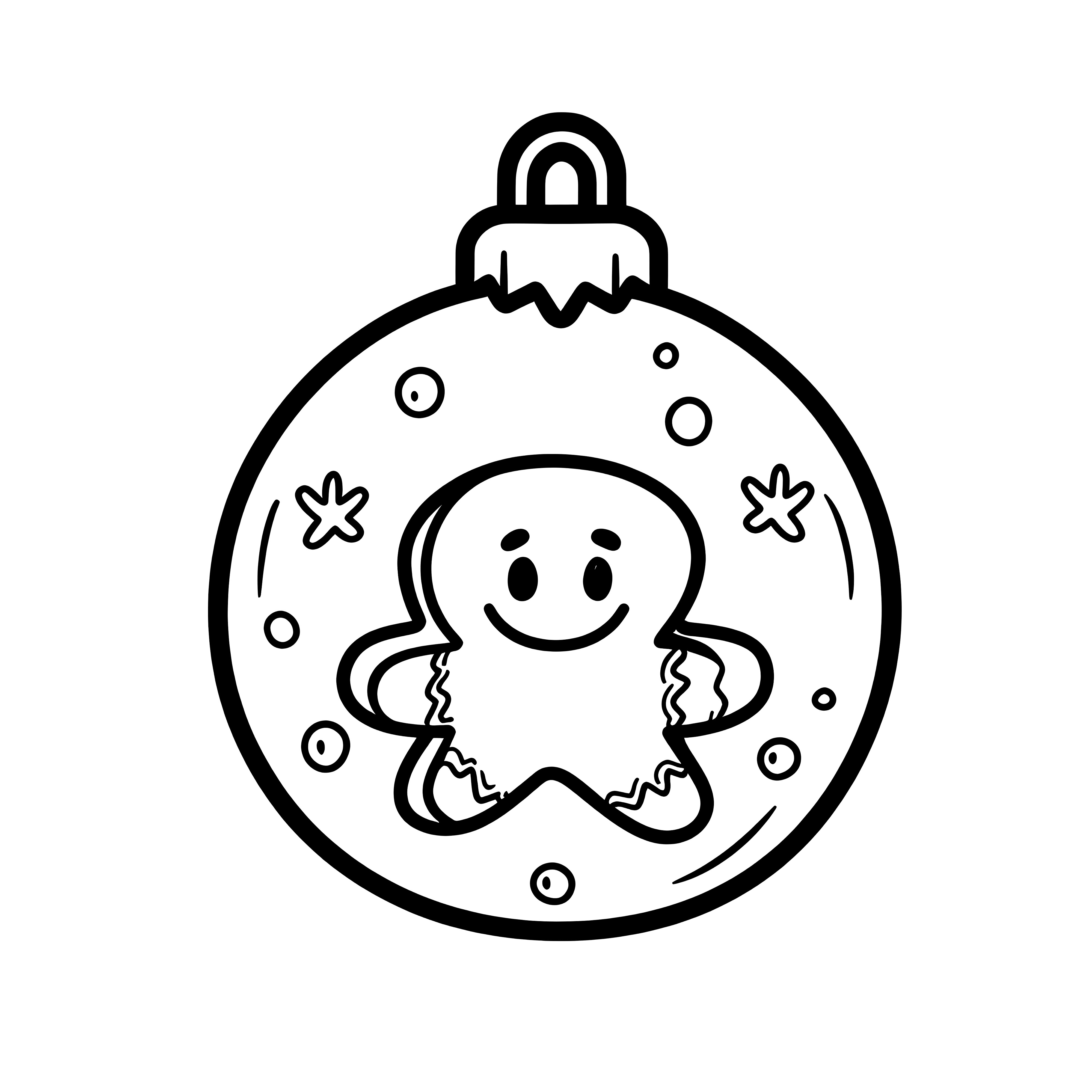 Christmas ornament with gingerbread man - simple coloring template