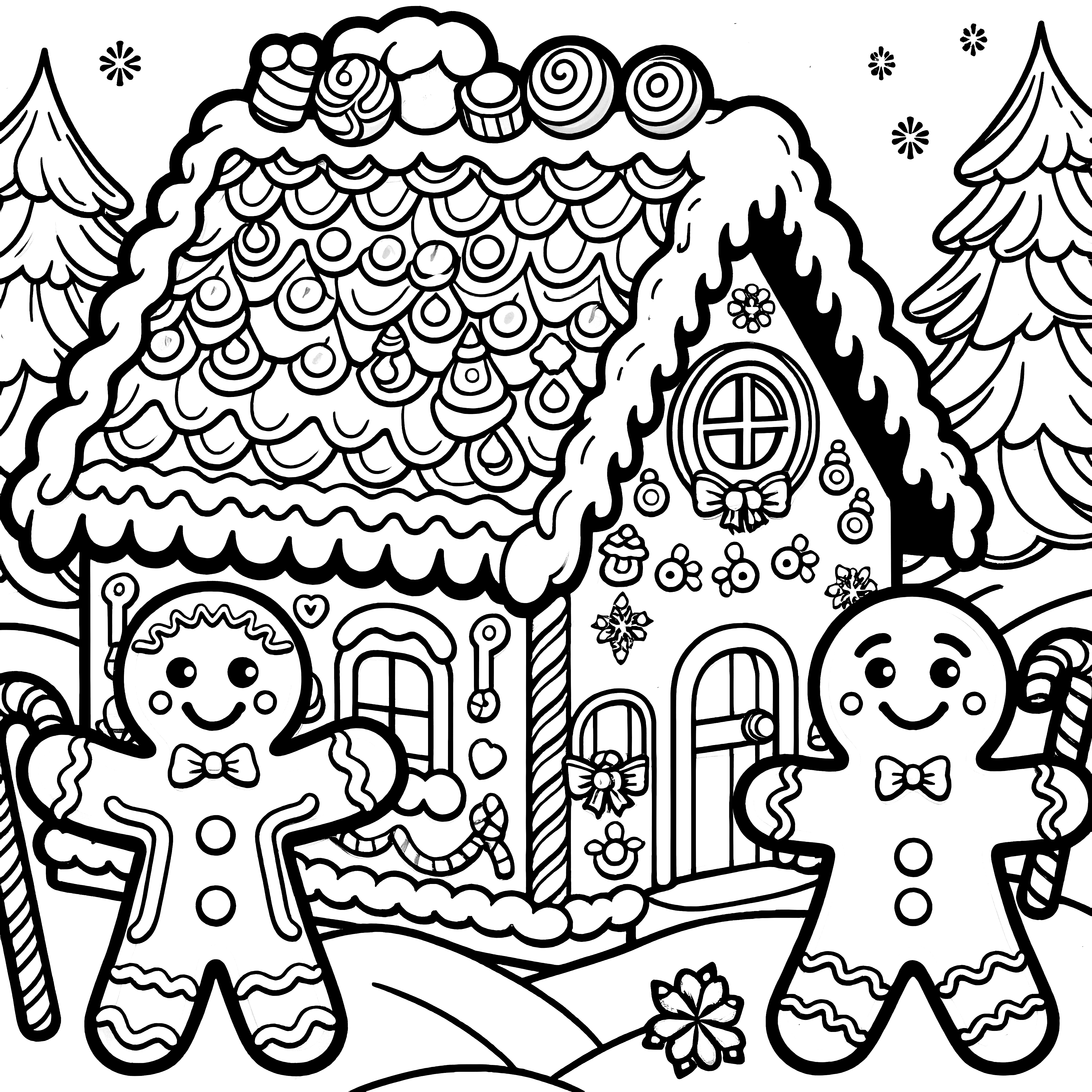 Gingerbread house: free coloring page