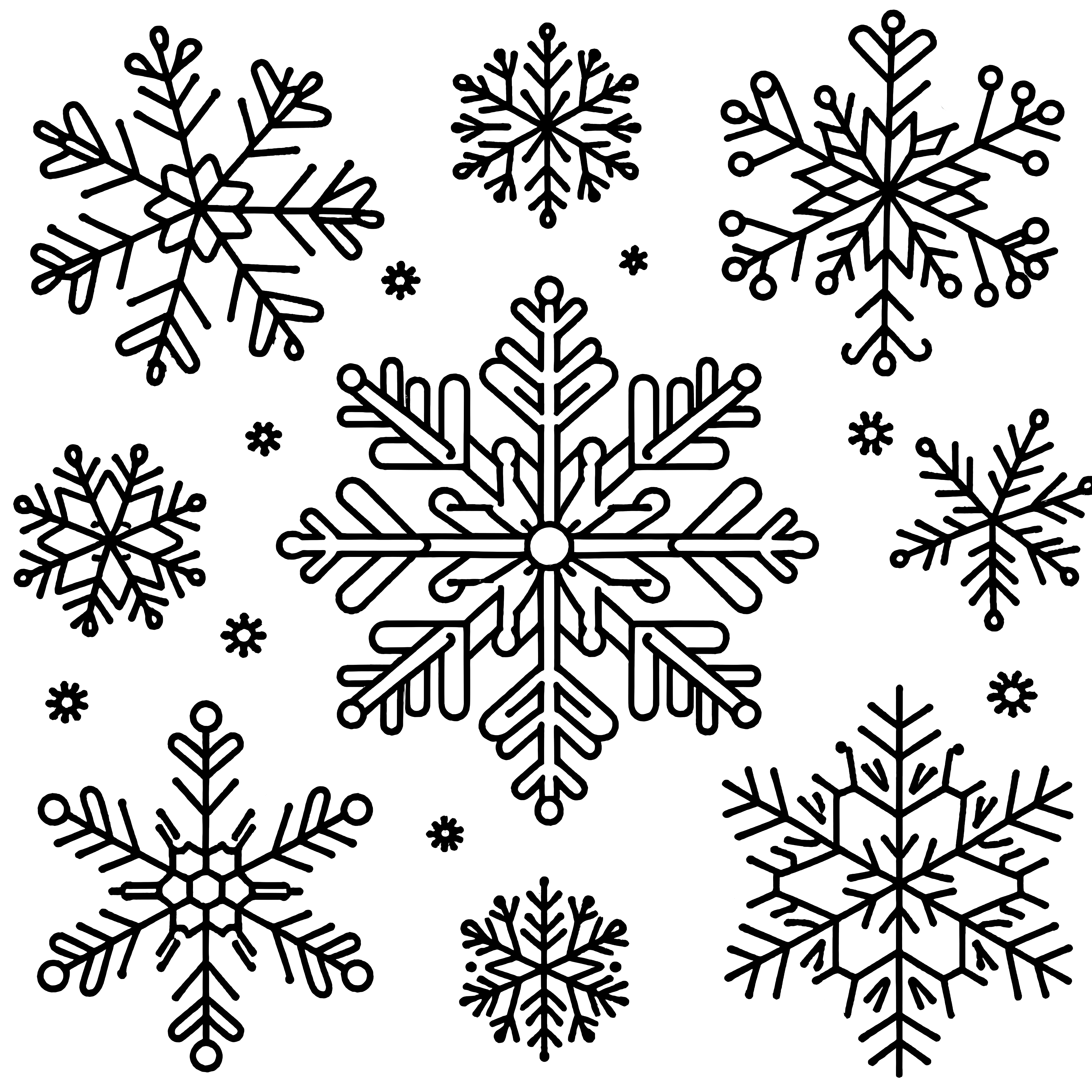 Coloring snowflakes: Free coloring page