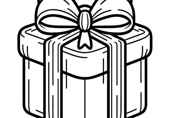 Simple Christmas gift coloring page for free