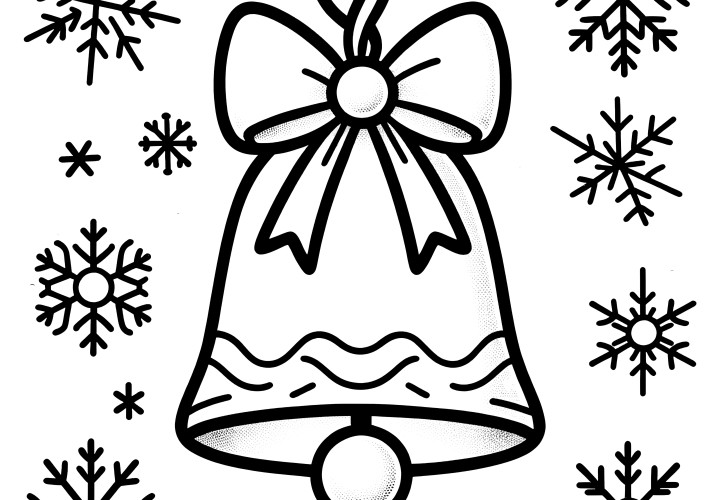 Cloche de Noël avec des flocons de neige - une image à colorier festive