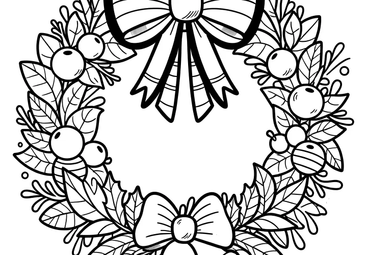 Download Christmas wreath coloring pages for free