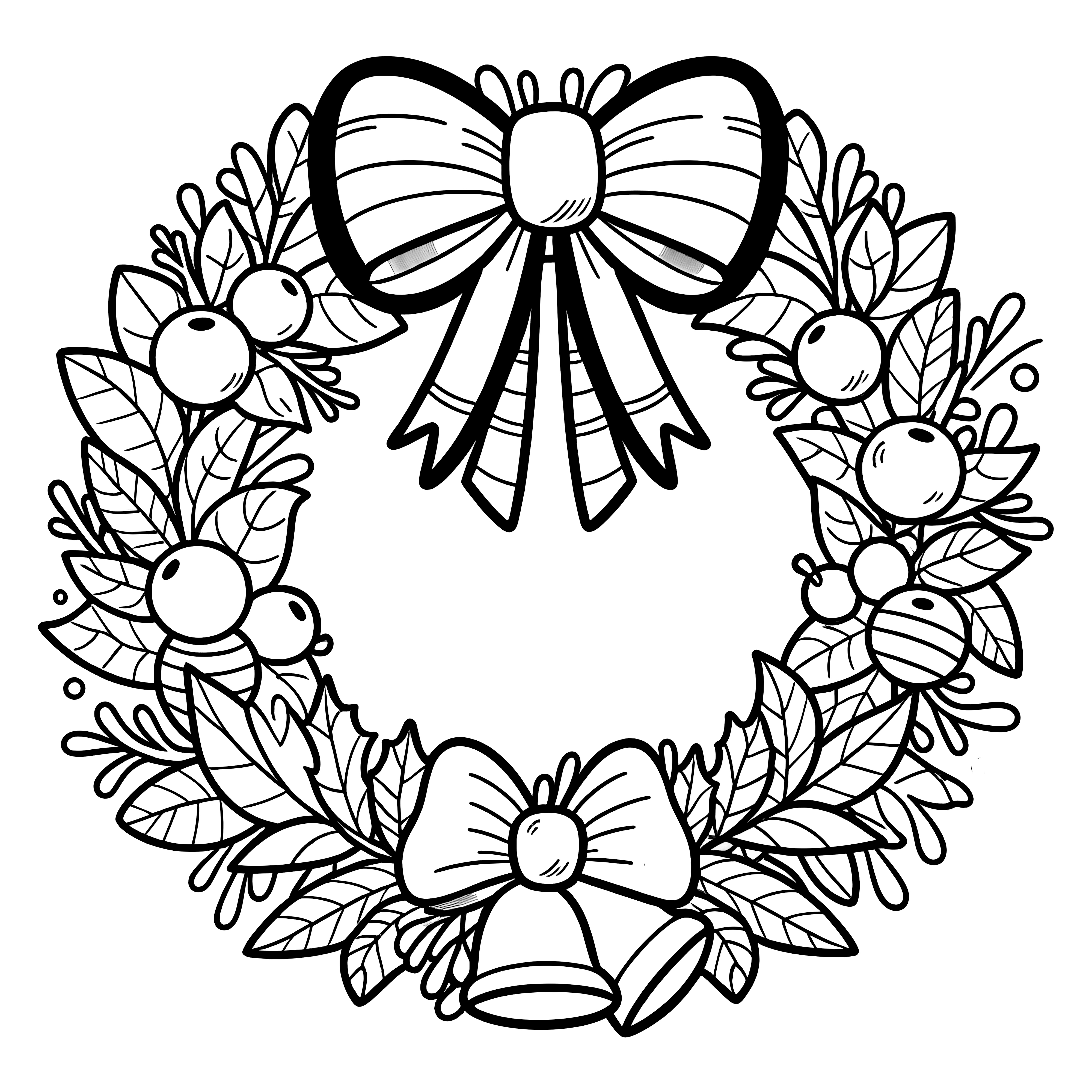 Christmas wreath coloring page free