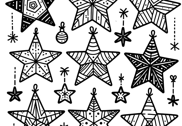 Étoiles de Noël : coloriage gratuit