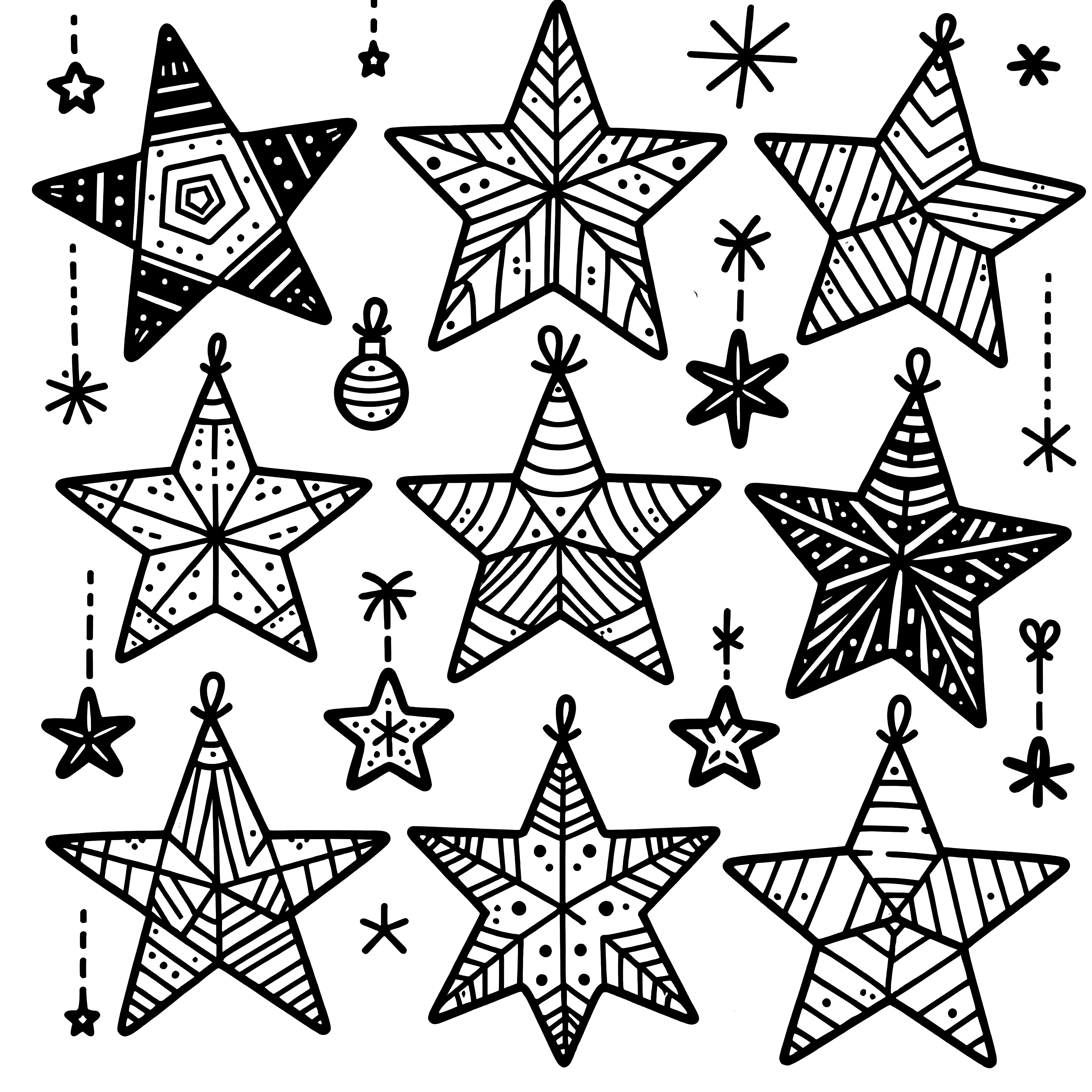 Étoiles de Noël : coloriage gratuit