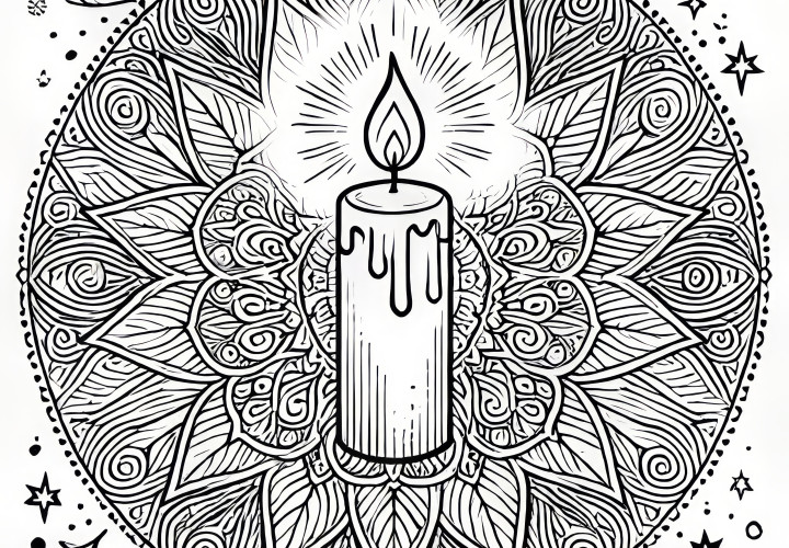 Advent candle as mandala coloring page (free)