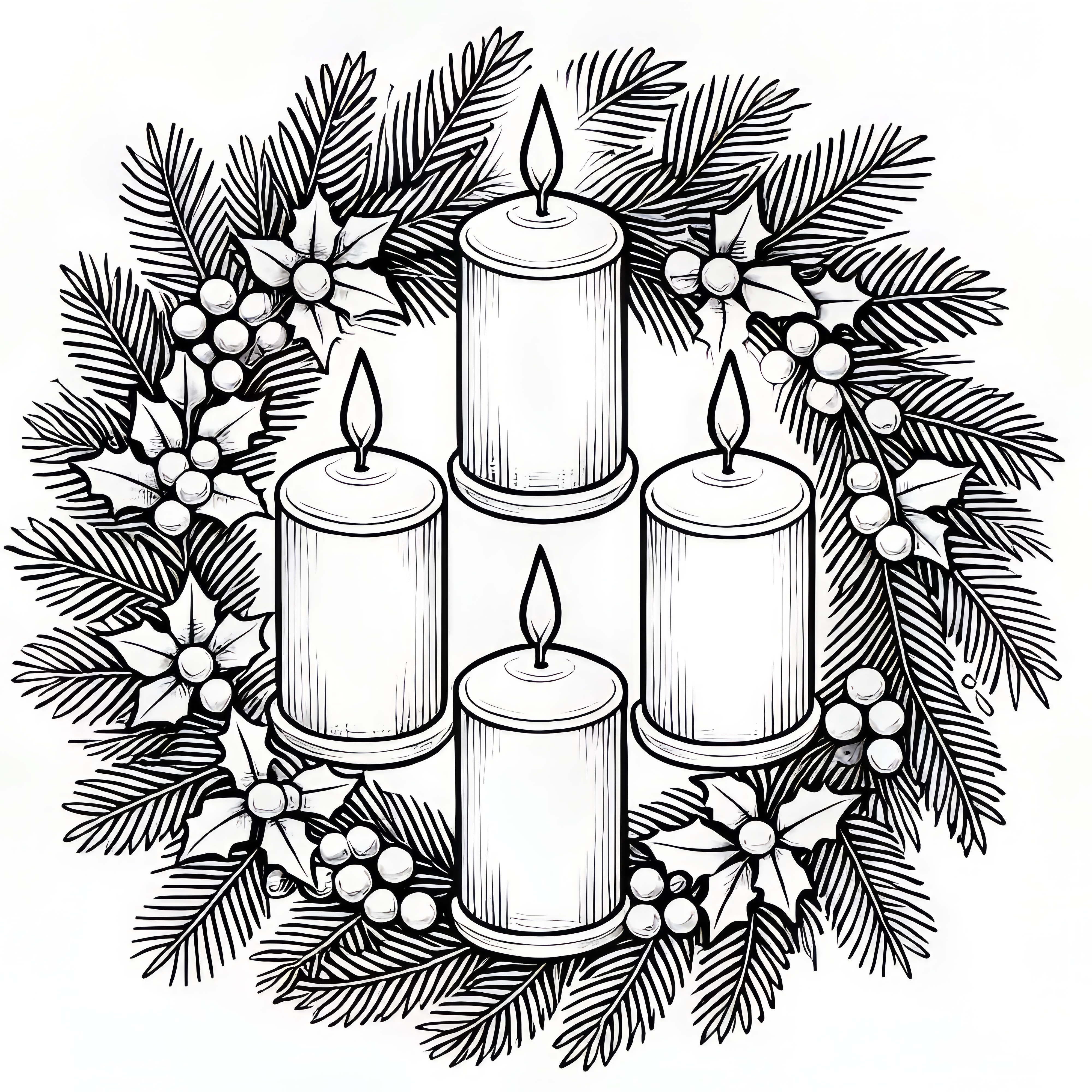 Advent candle coloring page with Advent wreath