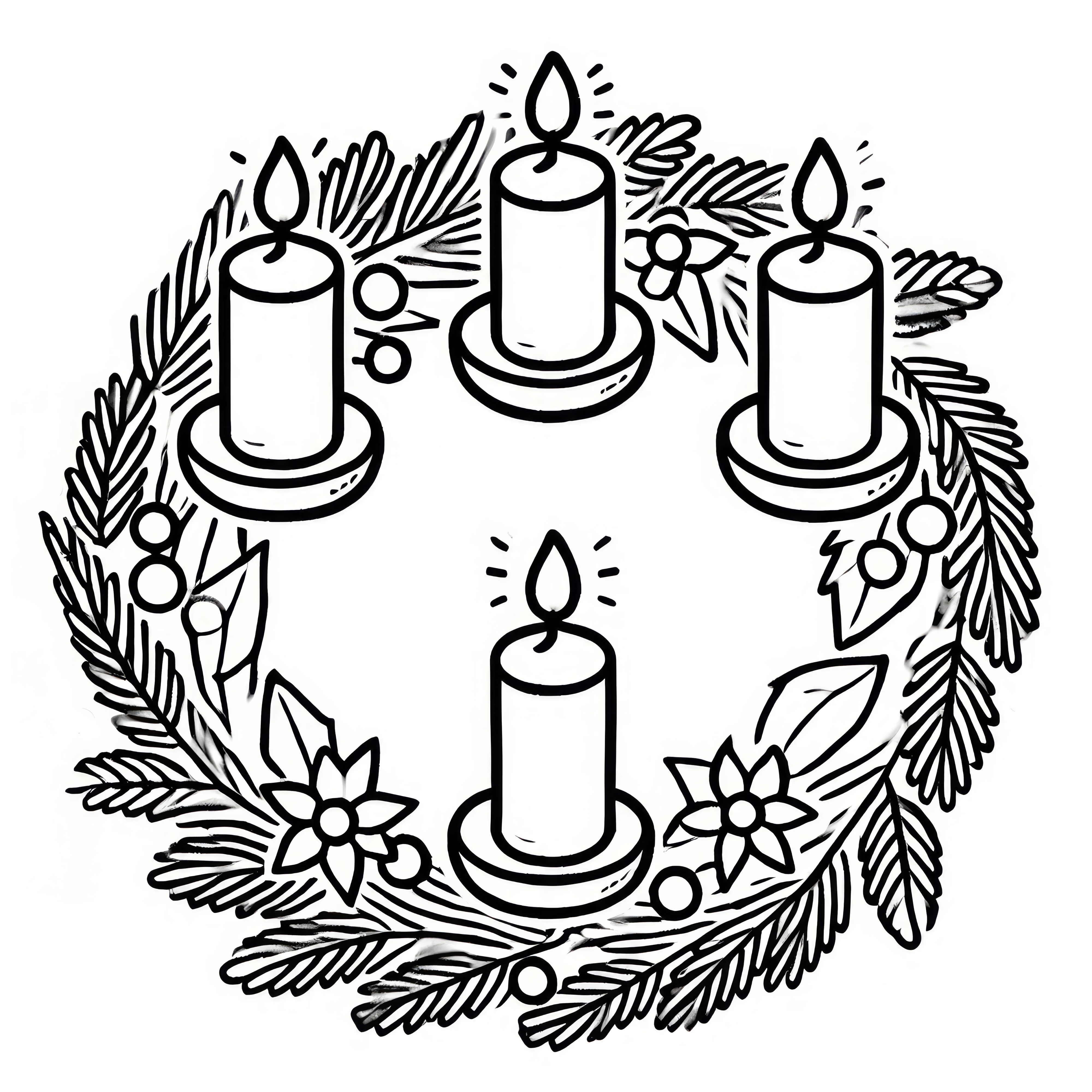 Advent wreath as a simple coloring sheet for children