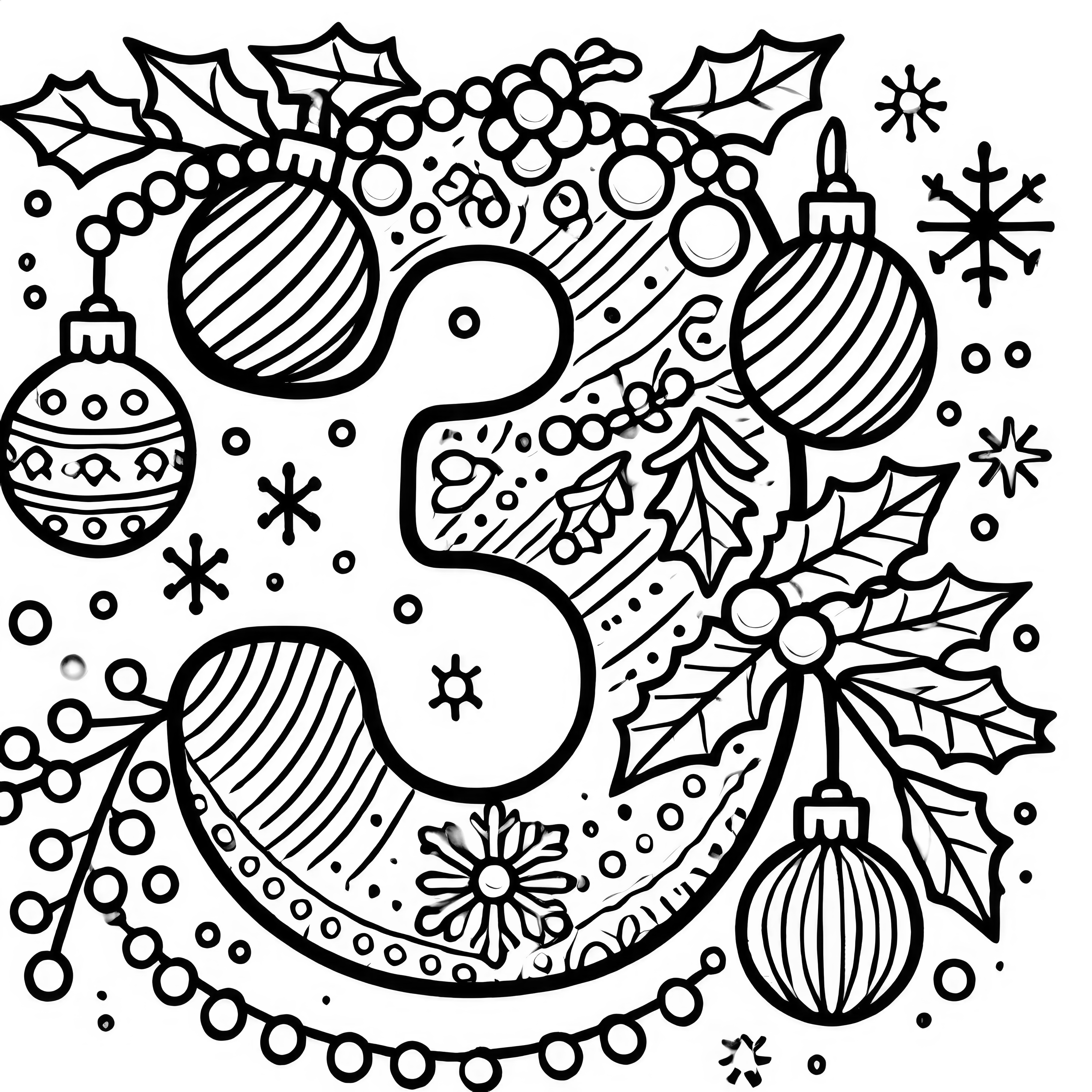 Third Advent: Christmas-decorated 3 as a coloring page