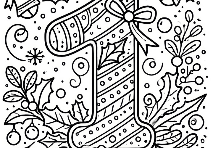 First Advent: a Christmas decorated 1 as a coloring sheet