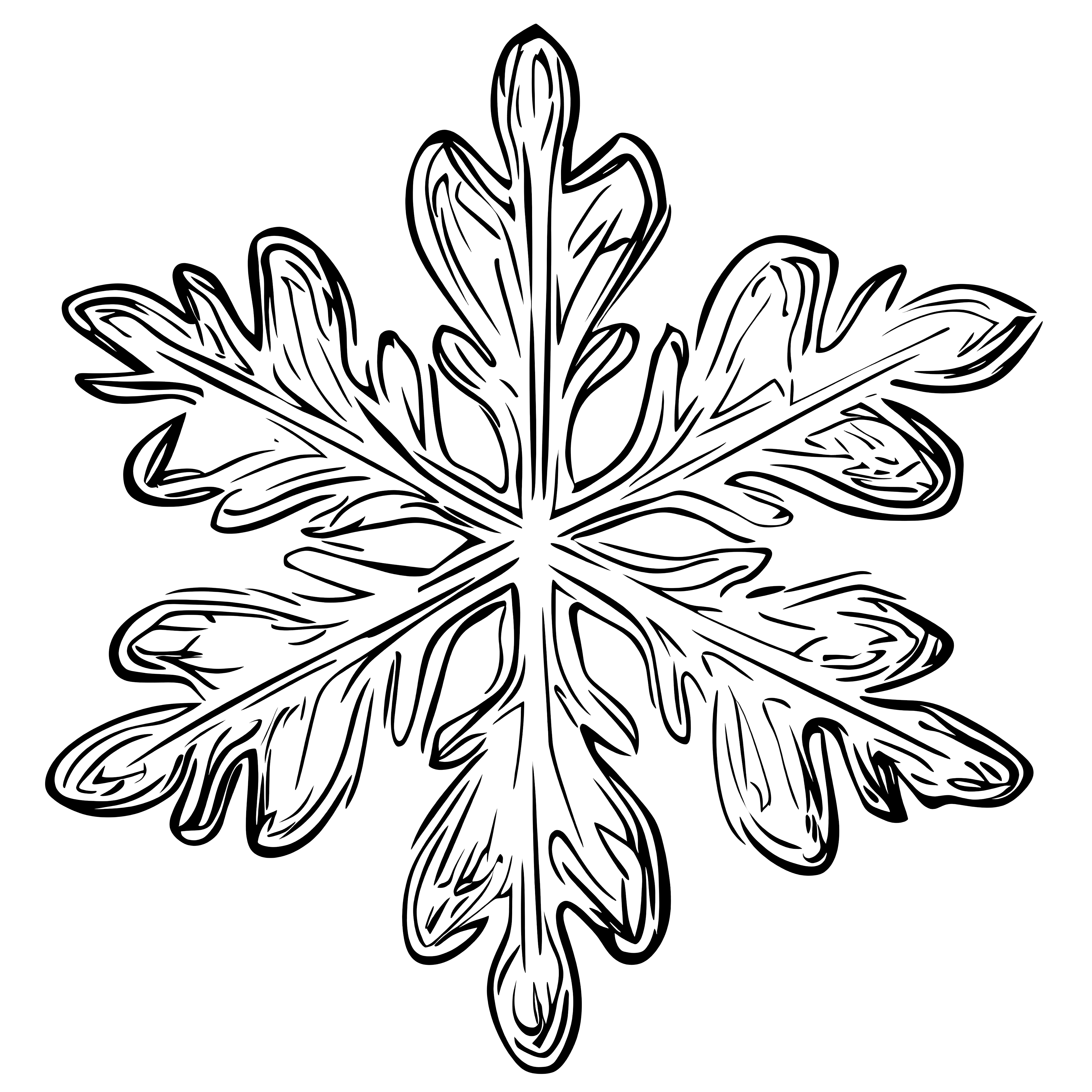 Snowflake with rounded contours: free coloring sheet