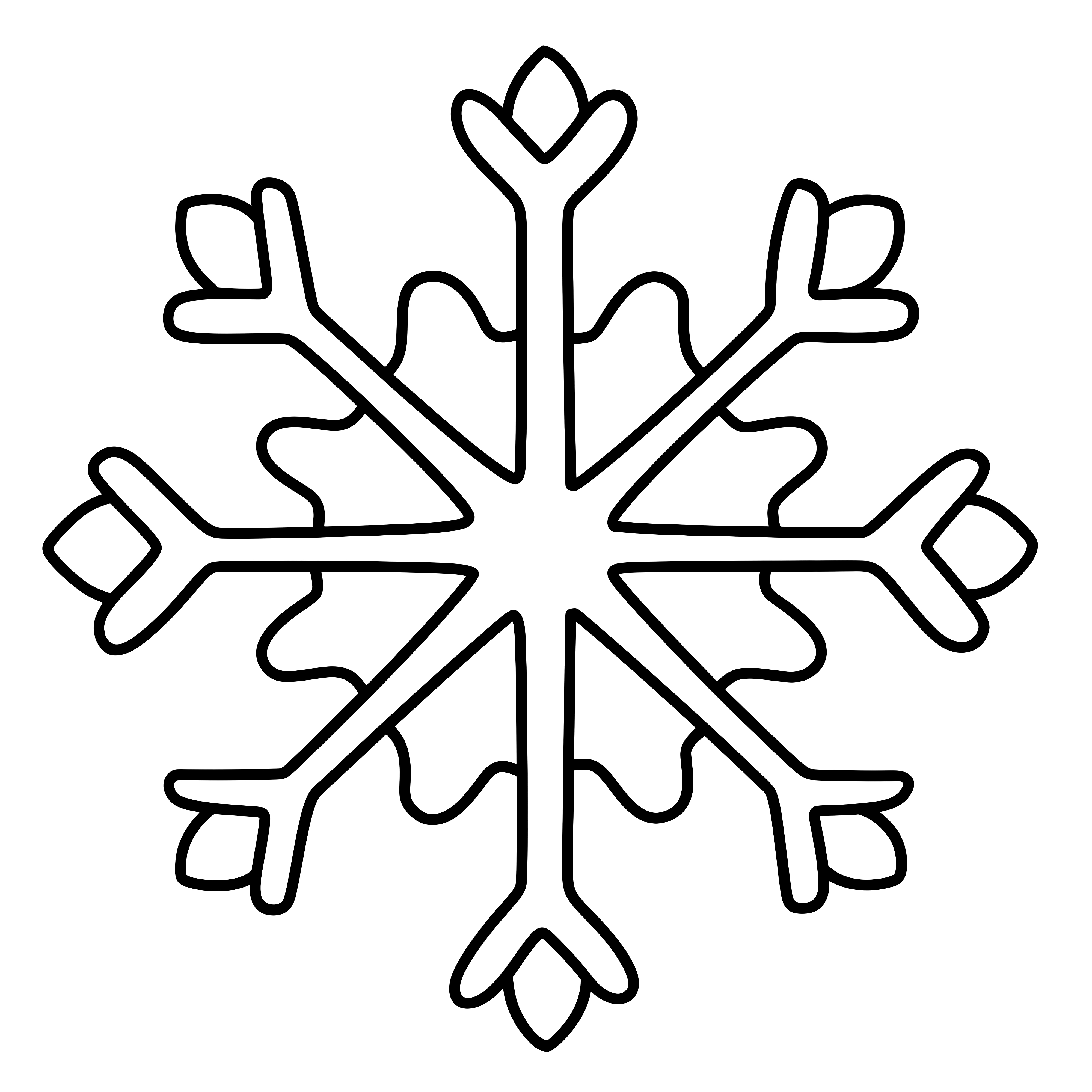 Simple snowflake: free coloring page for children