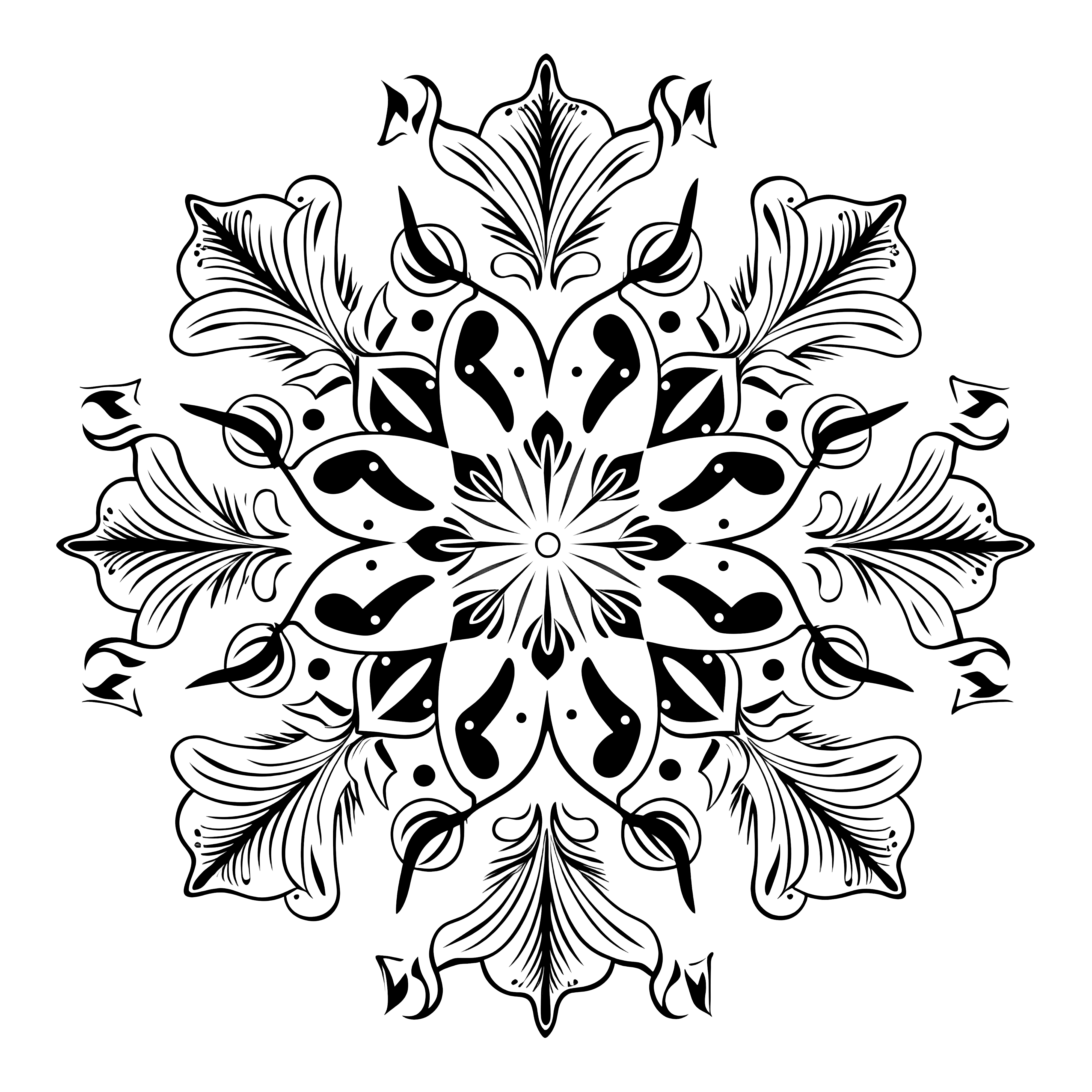 Filigree snowflake: Free coloring page