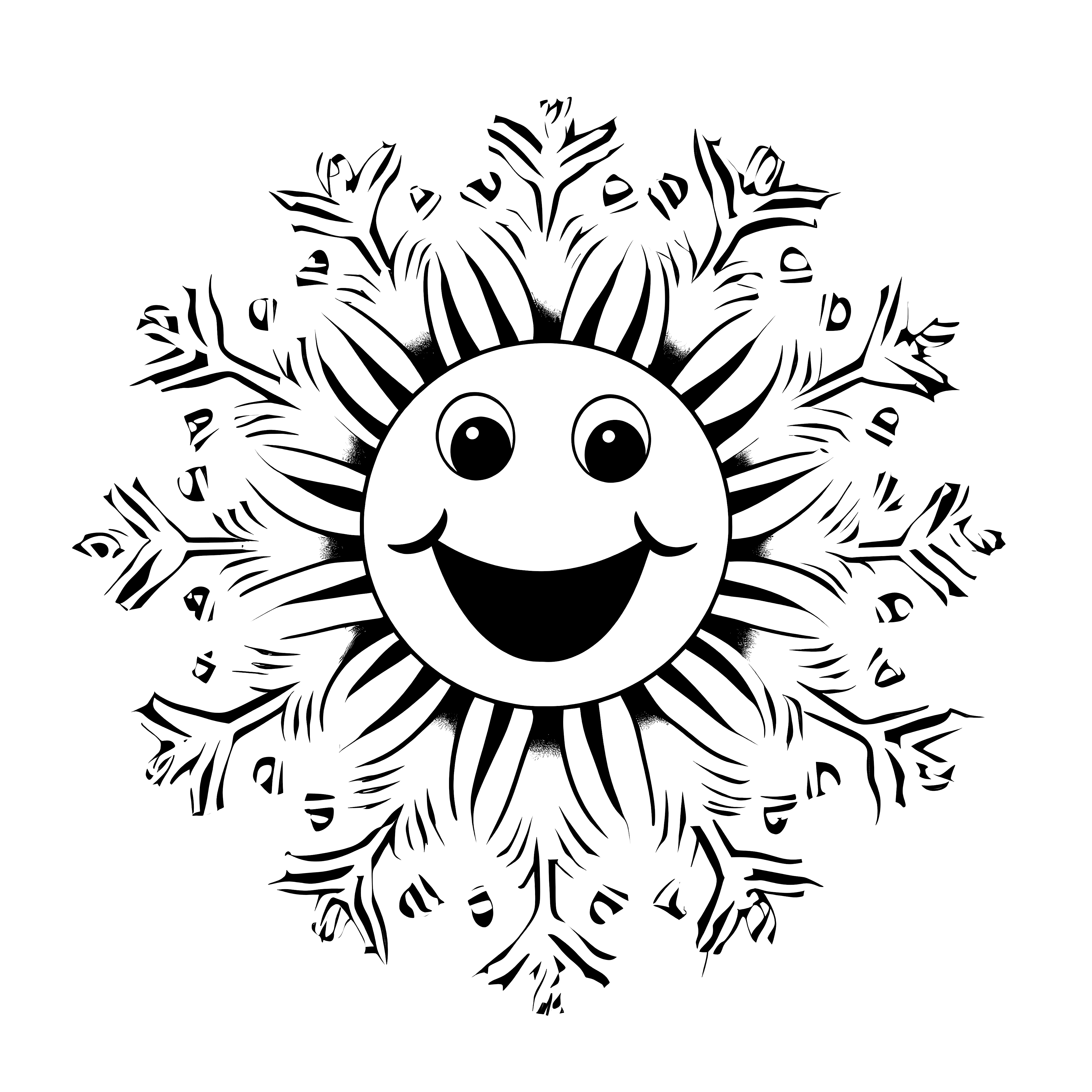 Laughing snowflake as a free coloring picture