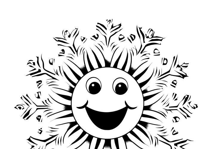 Laughing snowflake as a free coloring picture