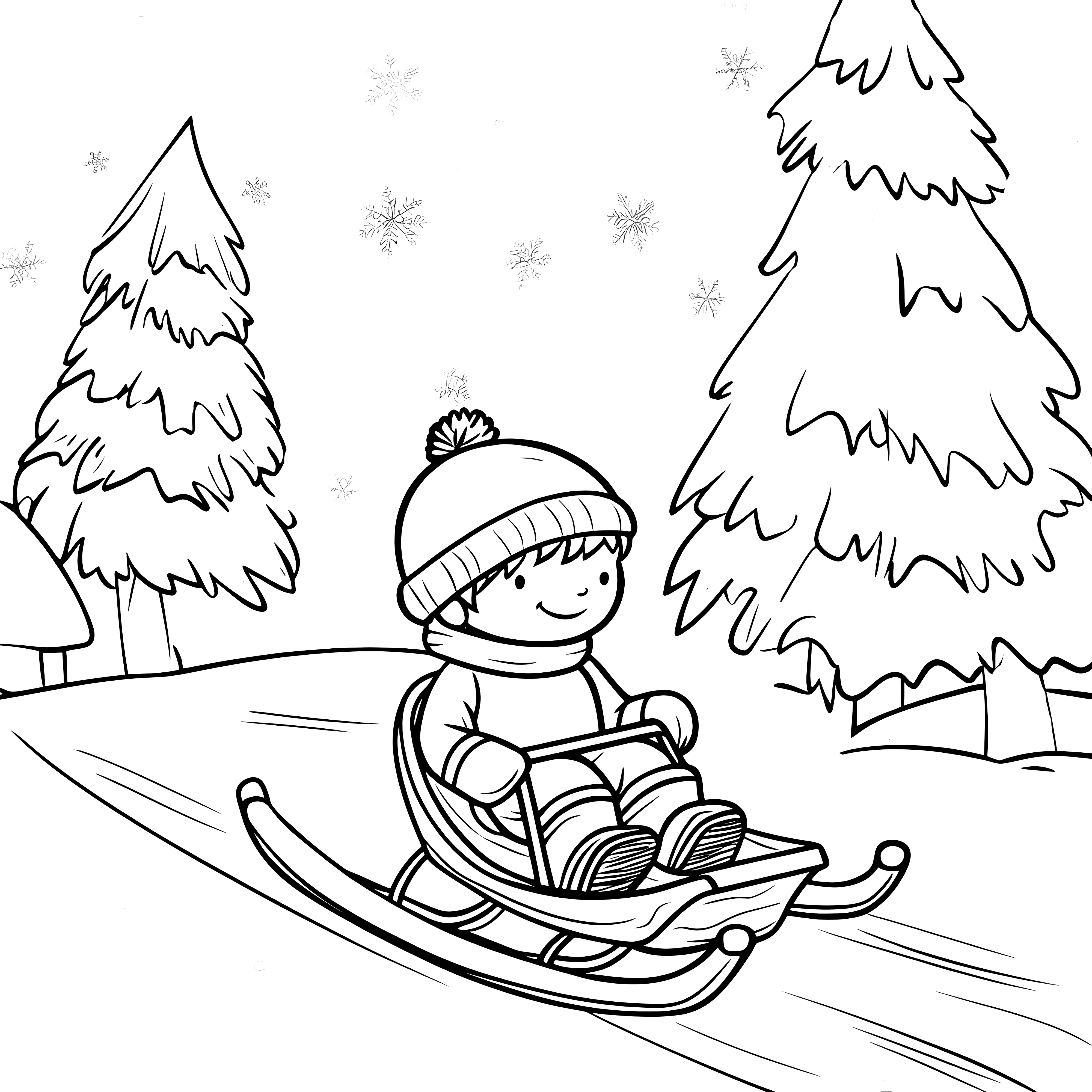 Child on a sled: coloring page for free