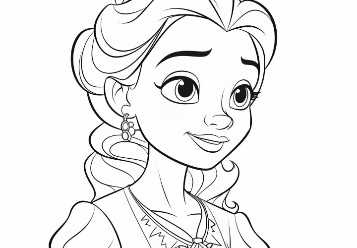 Portrait d'une belle princesse : coloriage gratuit