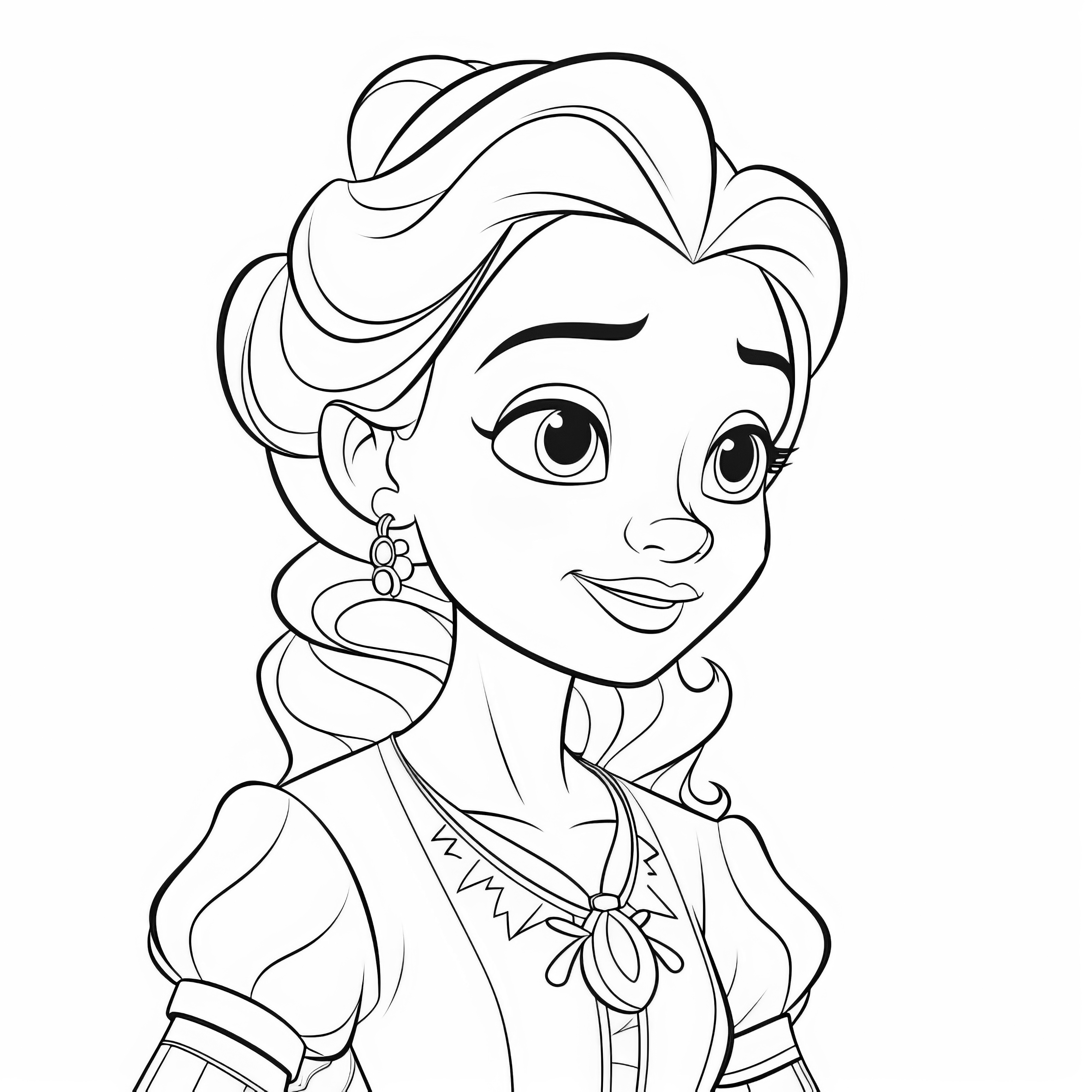 Portrait d'une belle princesse : coloriage gratuit