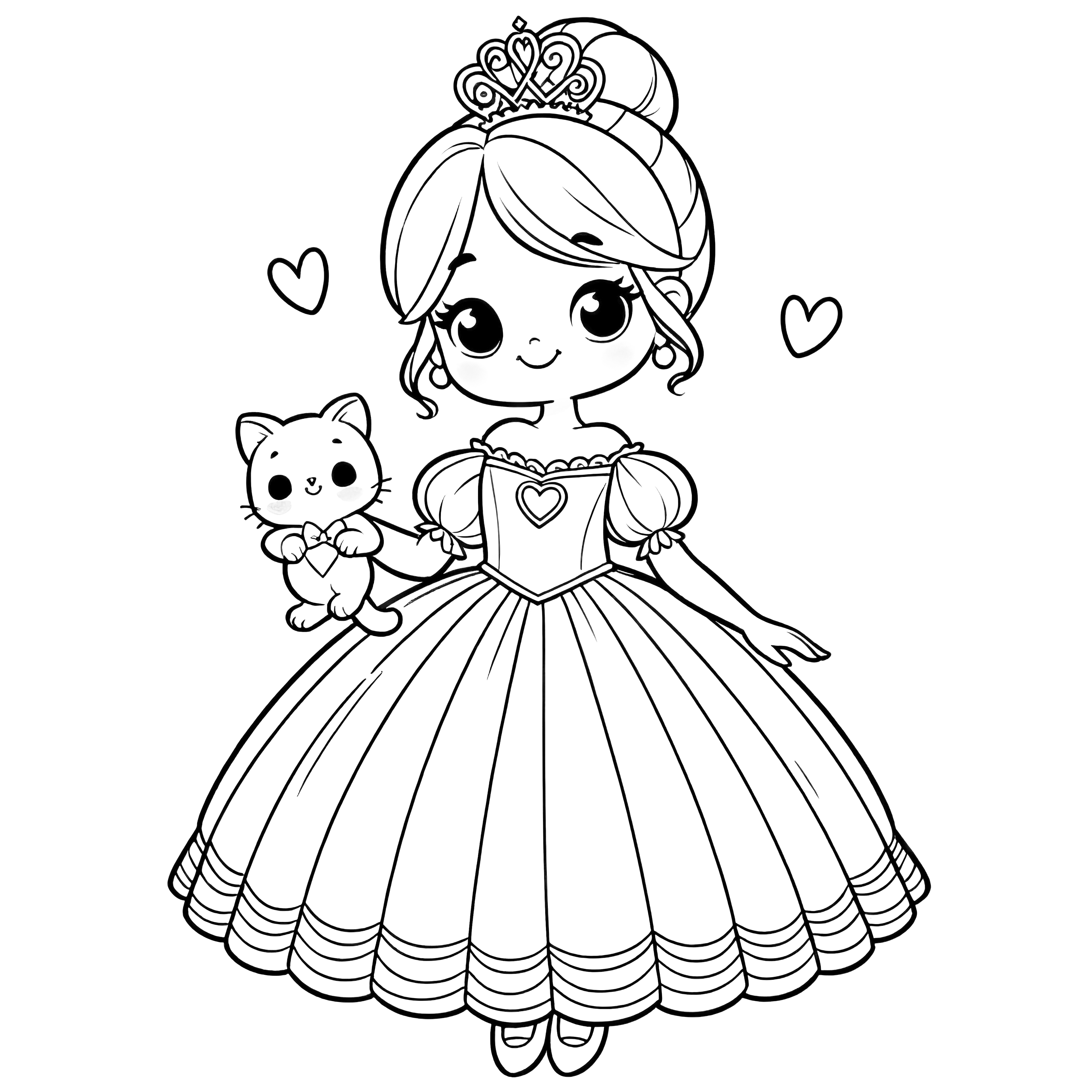 Coloriage : Princesse Chat Facile pour enfants