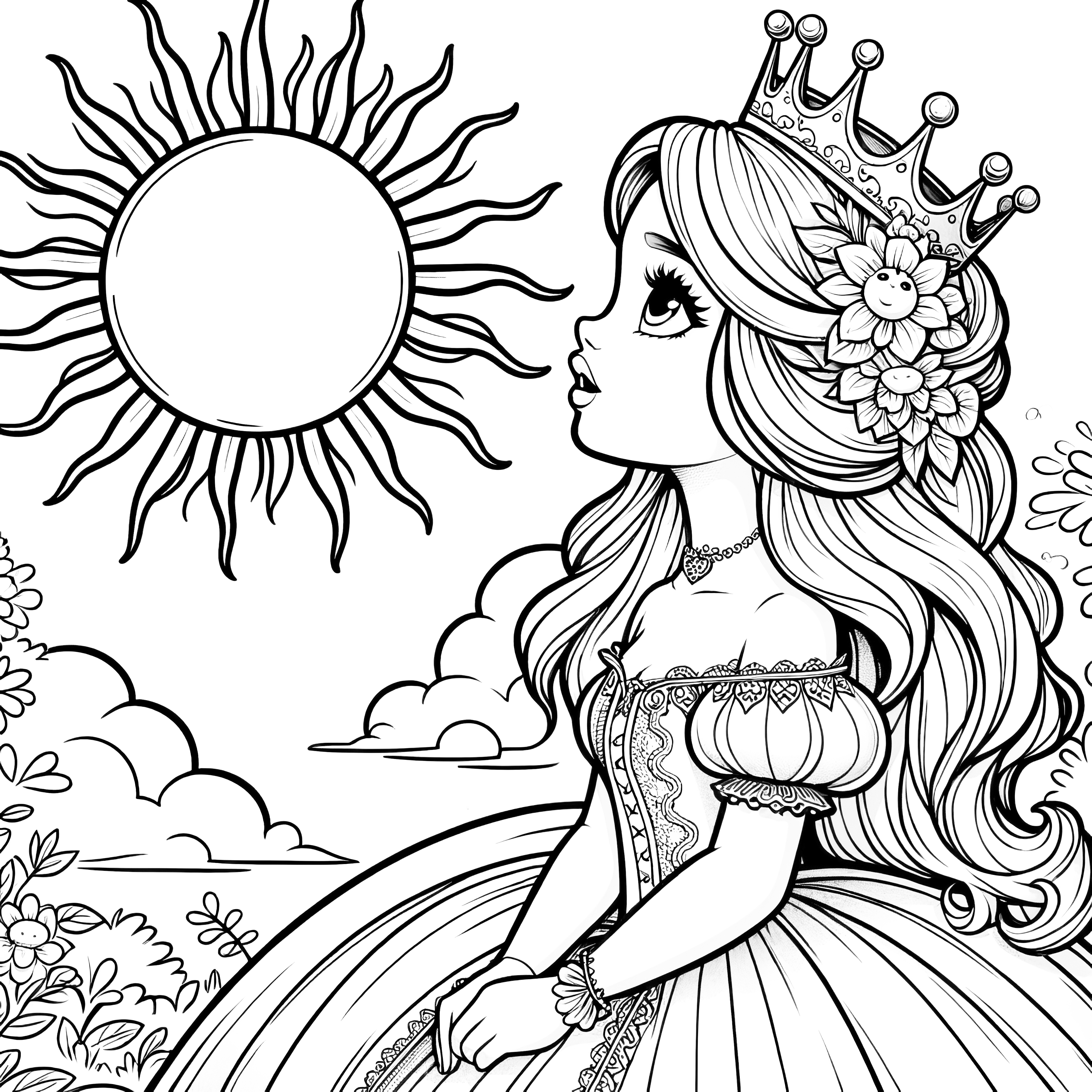 Coloriage simple de la princesse soleil