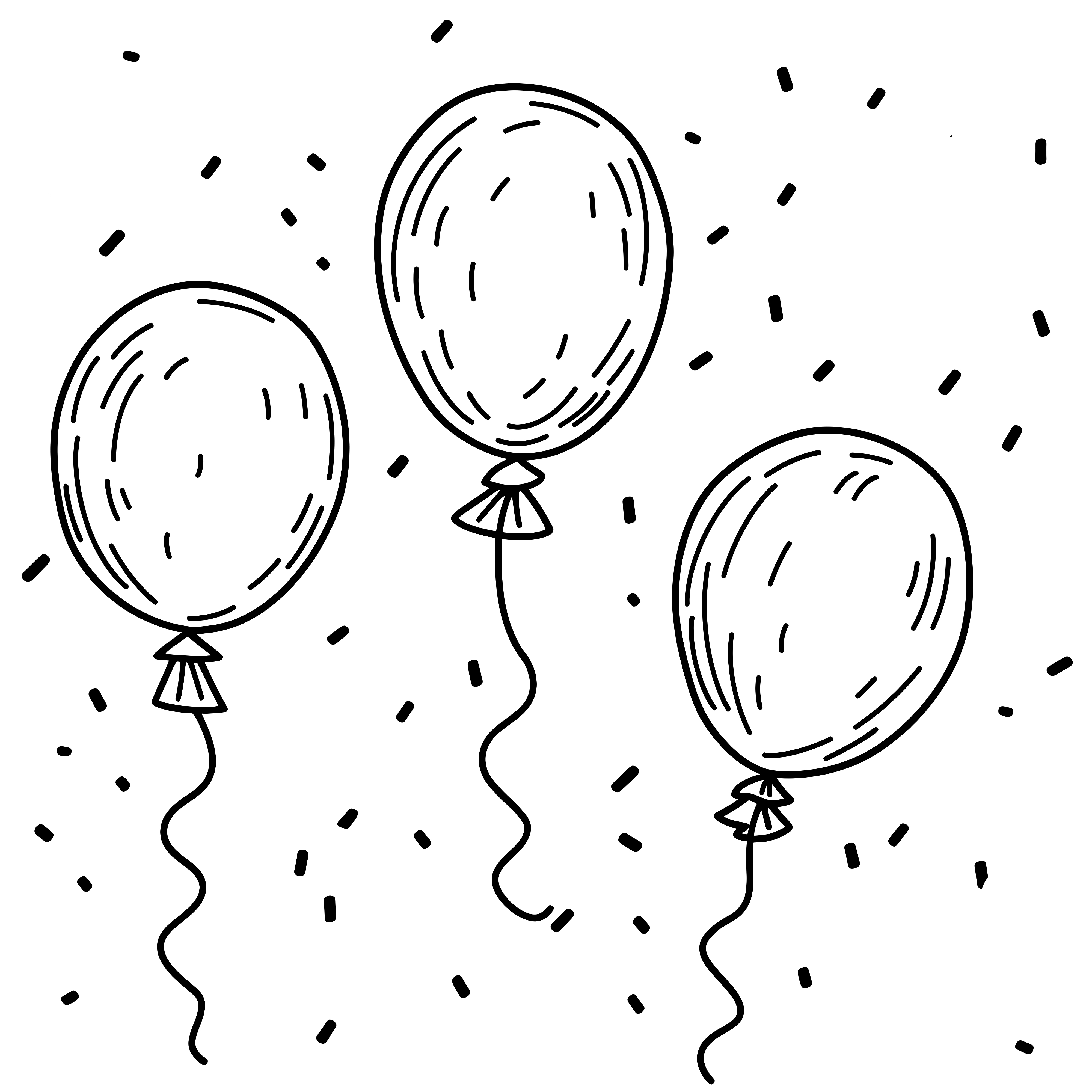 Balloons with confetti: New Year's coloring picture