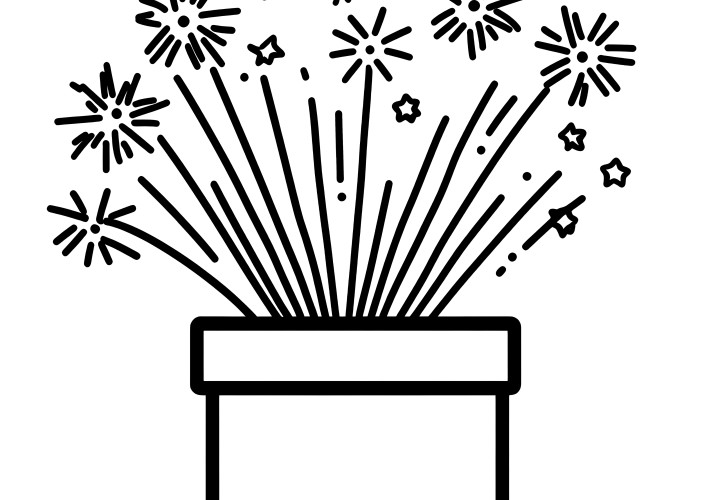 Table fireworks: simple coloring template for young children