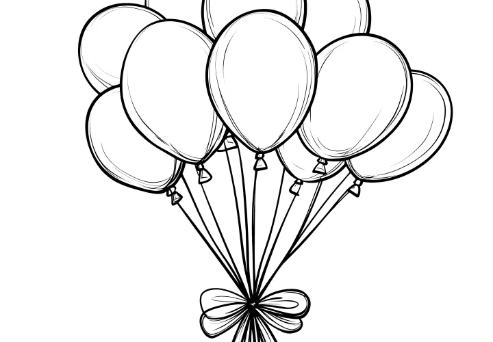 Flying balloons as a coloring page for New Year's Eve