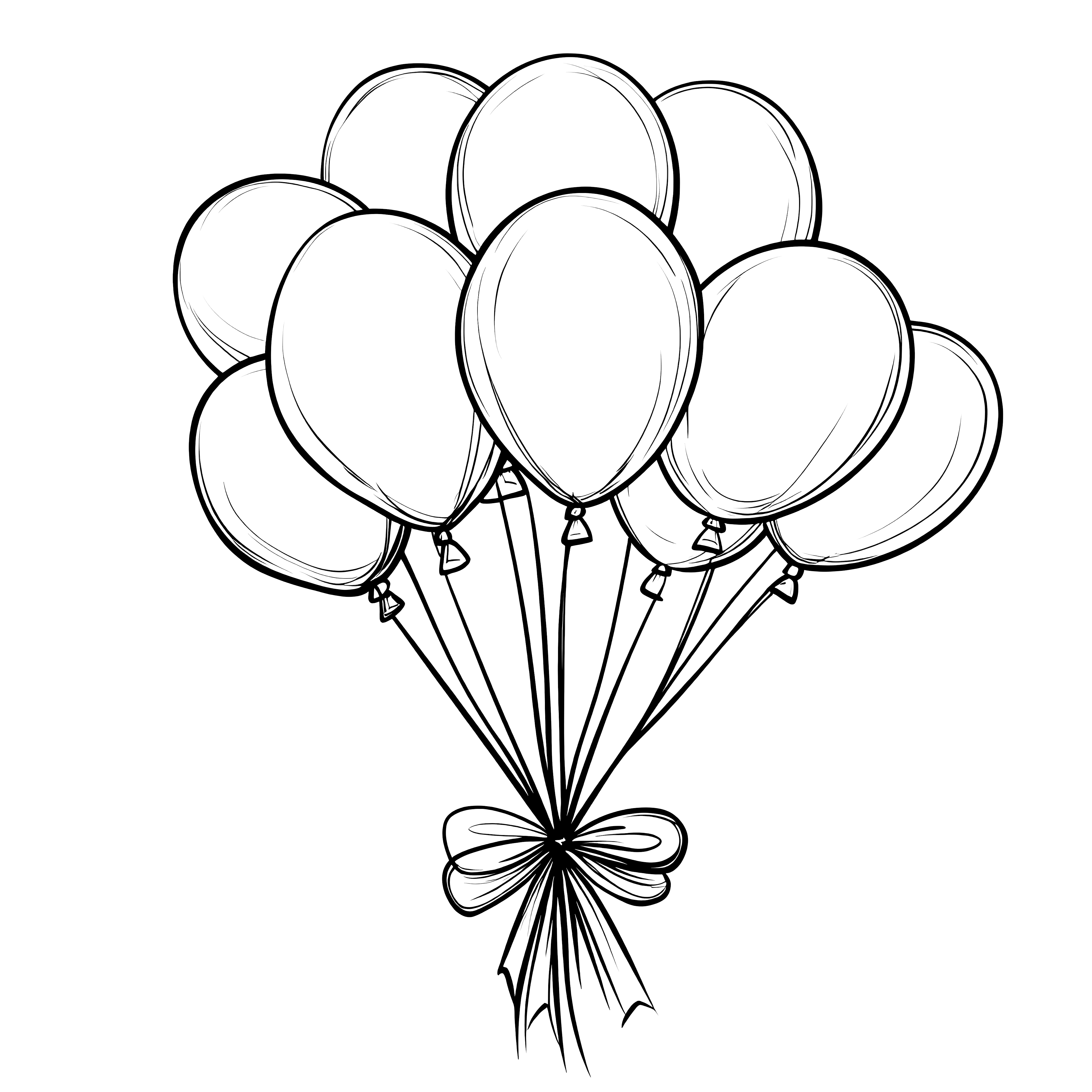 Flying balloons as a coloring picture for New Year's Eve