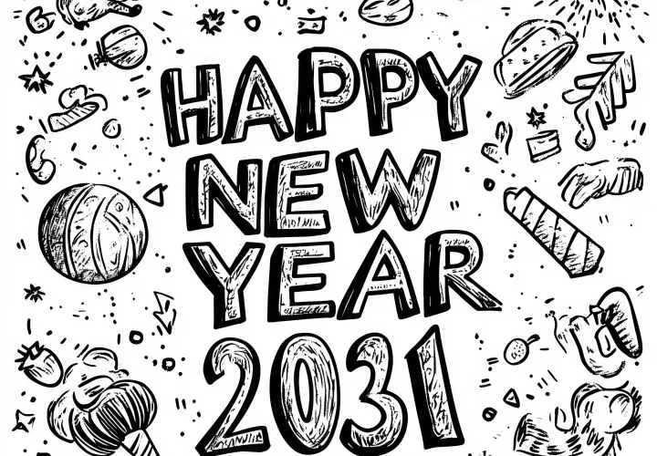 New Year's coloring picture: happy New Year 2031