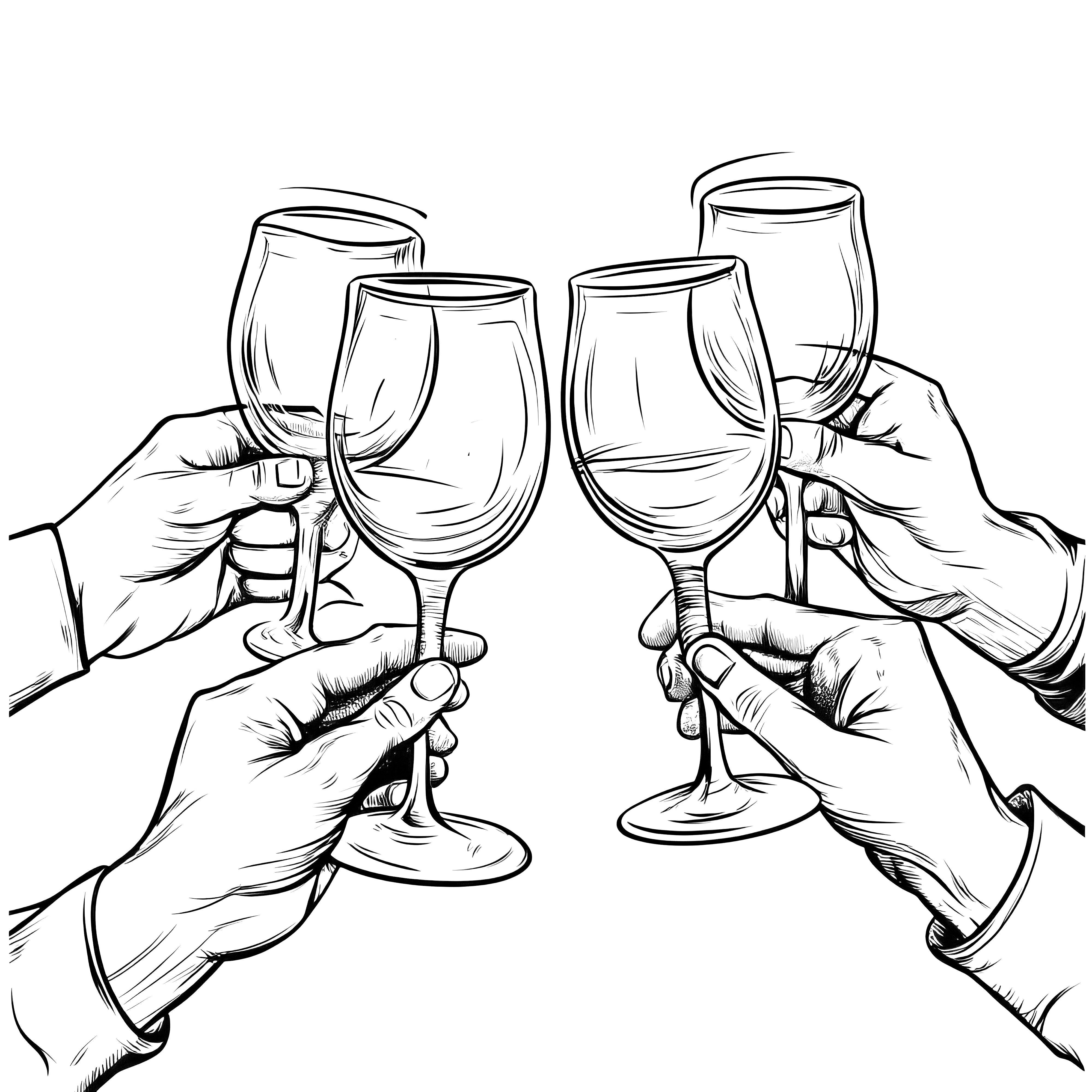 Toasting glasses on New Year's Eve: Coloring page