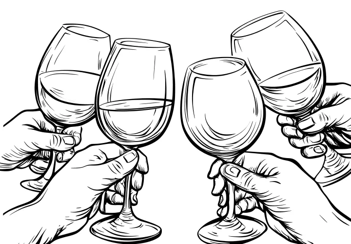 Toast on New Year's Eve: free coloring page