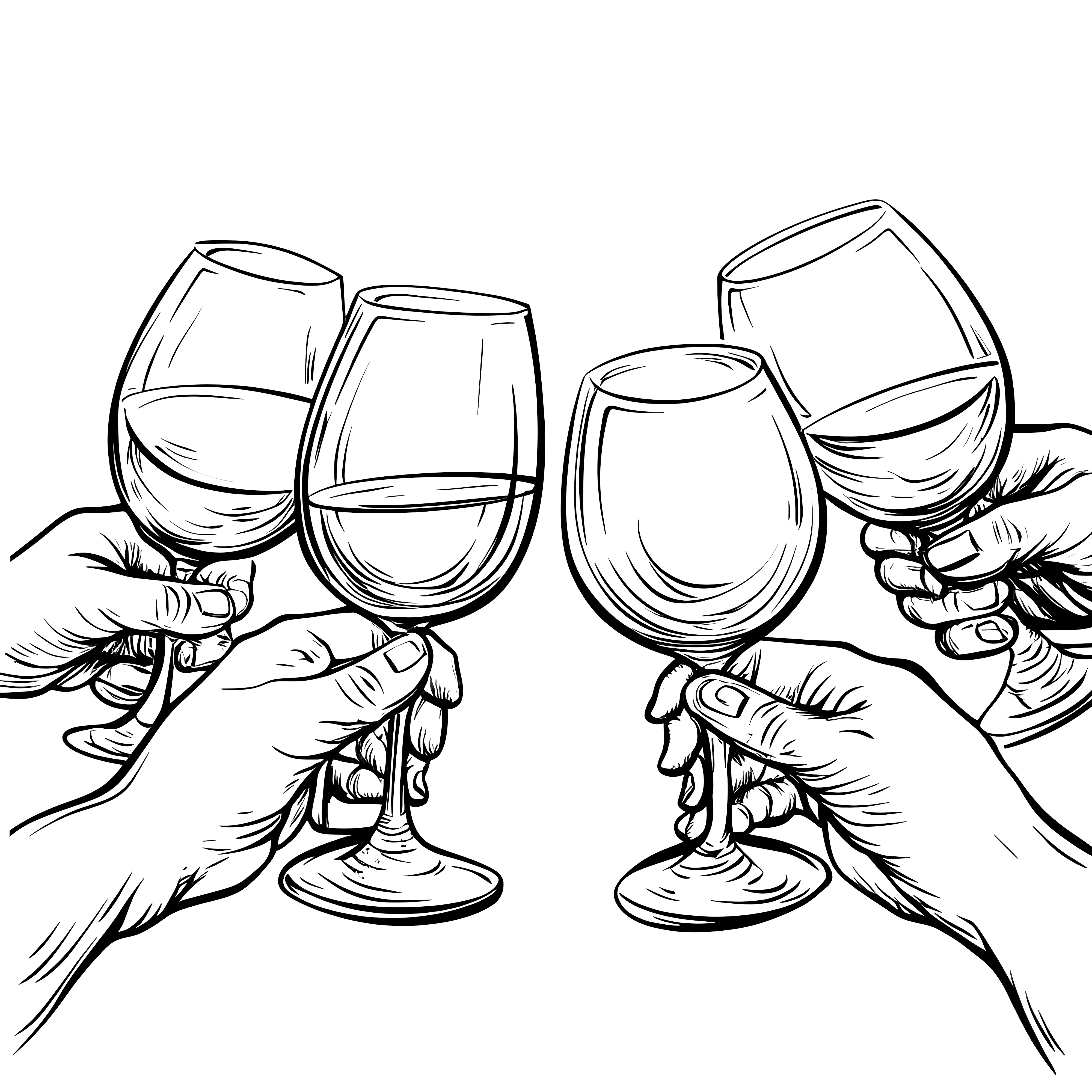 Toasting on New Year's Eve: free coloring page