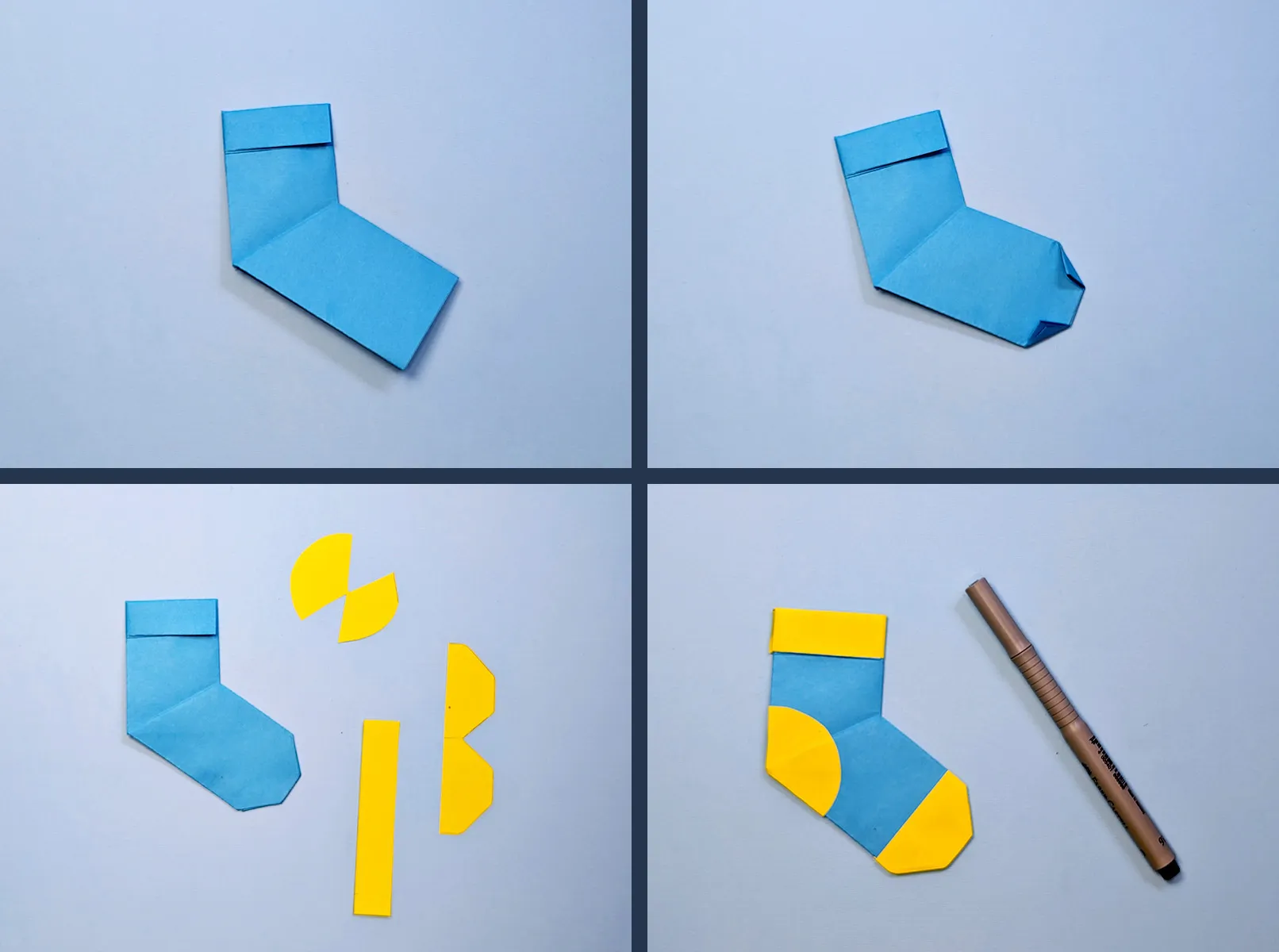 Origami Kalėdų kojinė: žingsnis po žingsnio instrukcijos su nuotraukomis. 4 paveikslėlis