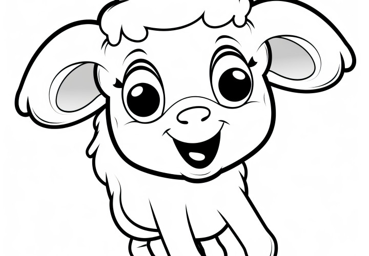 Mouton sautillant joyeusement : Gabarit de coloriage simple pour enfants (gratuit)