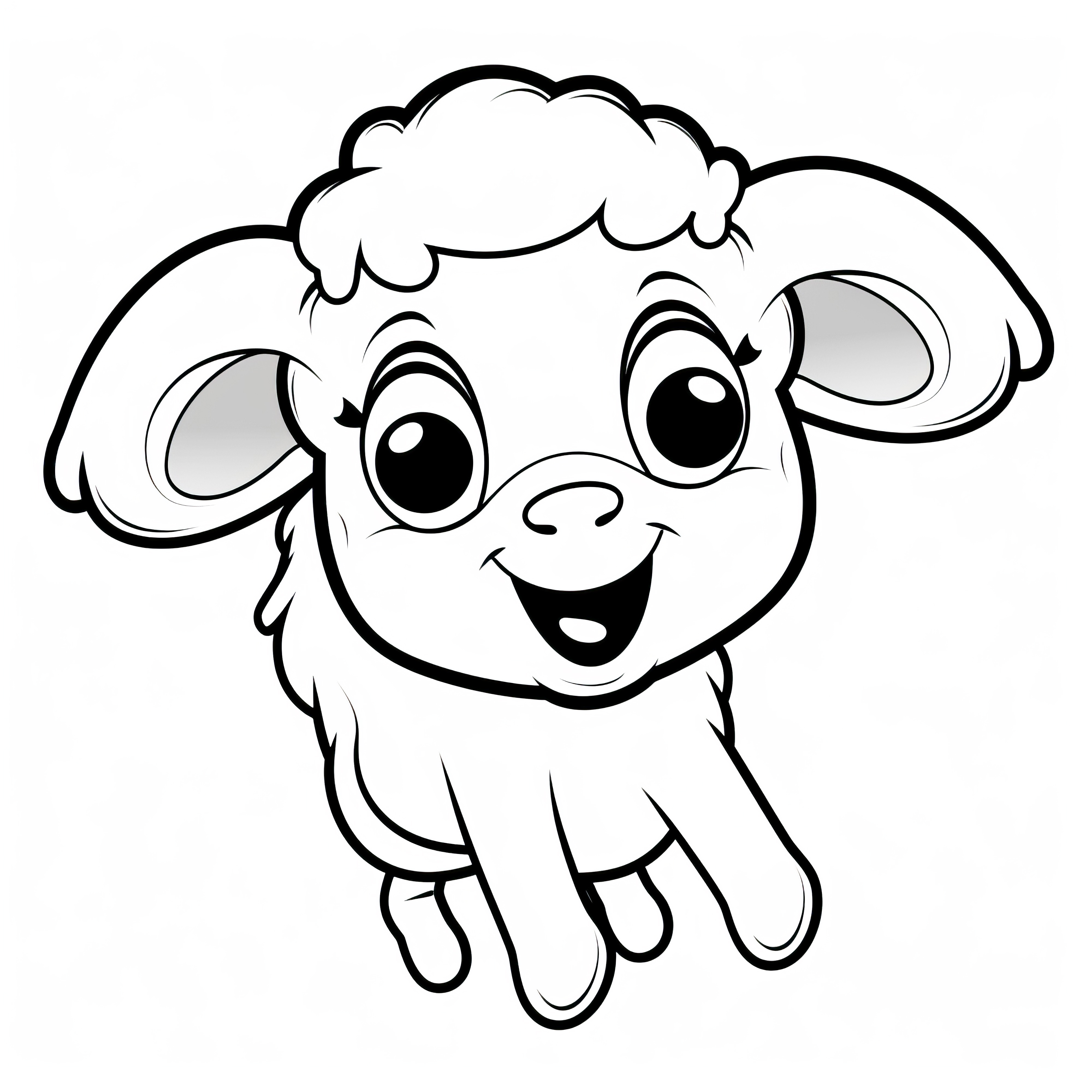 Mouton sautant joyeusement: Coloriage simple pour les enfants (Gratuit)