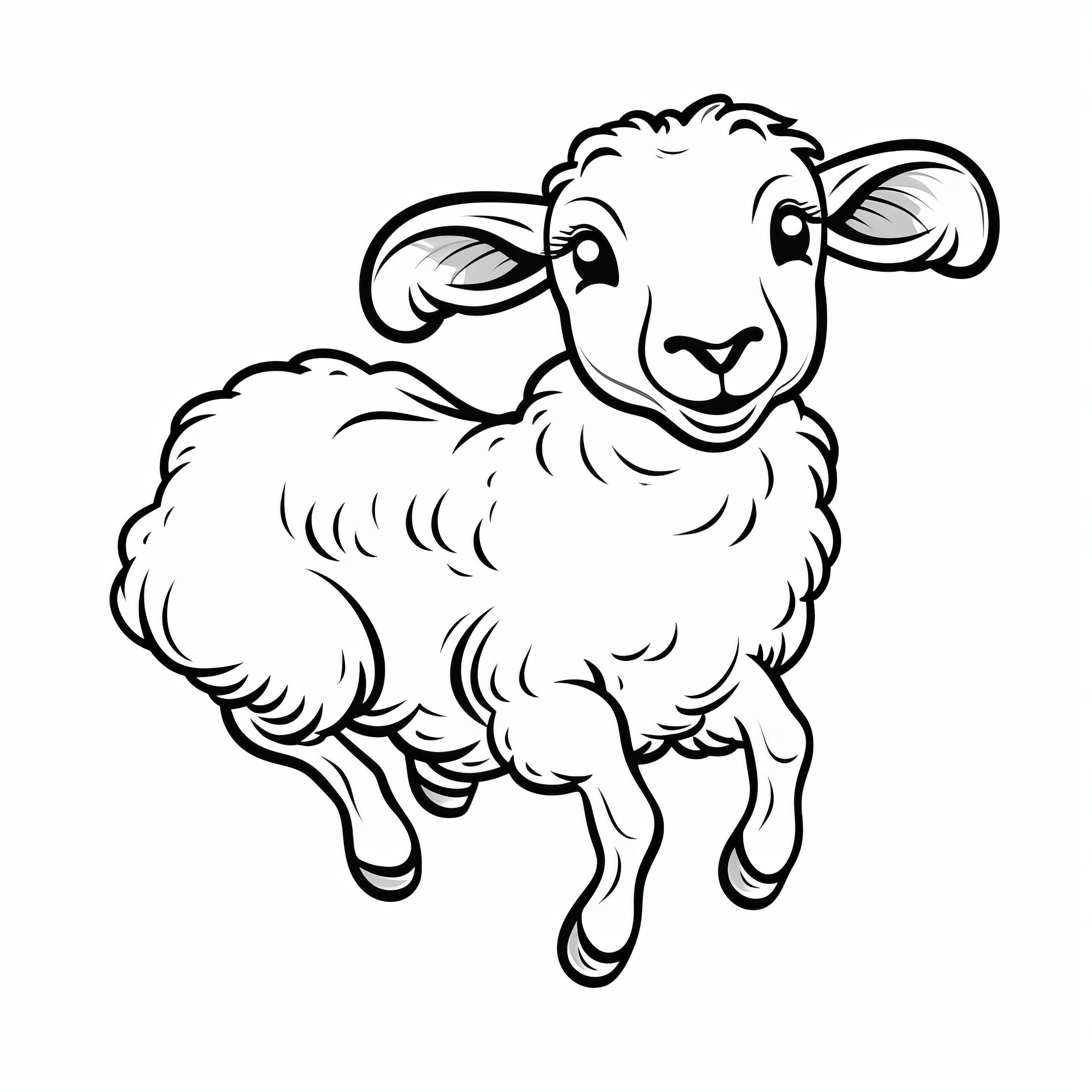 Mouton sautant amusant : Coloriage simple sans arrière-plan (Gratuit)