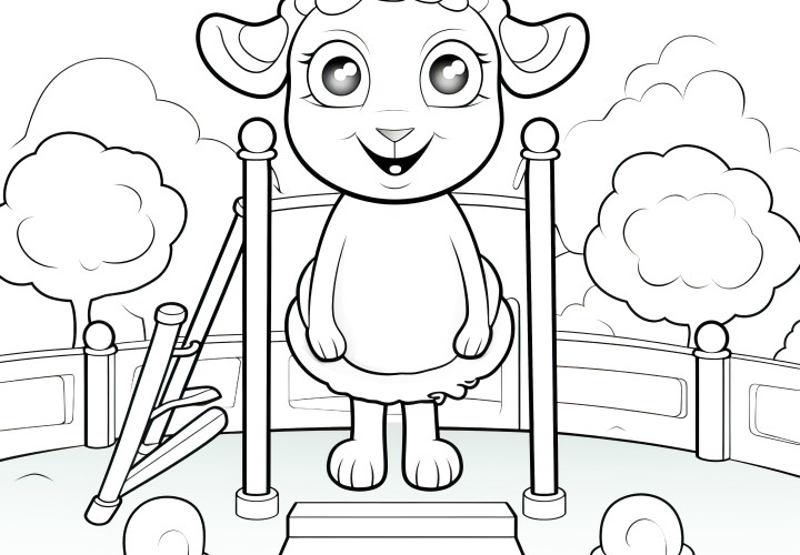 Mouton avec bouée de piscine : Coloriage gratuit pour enfants