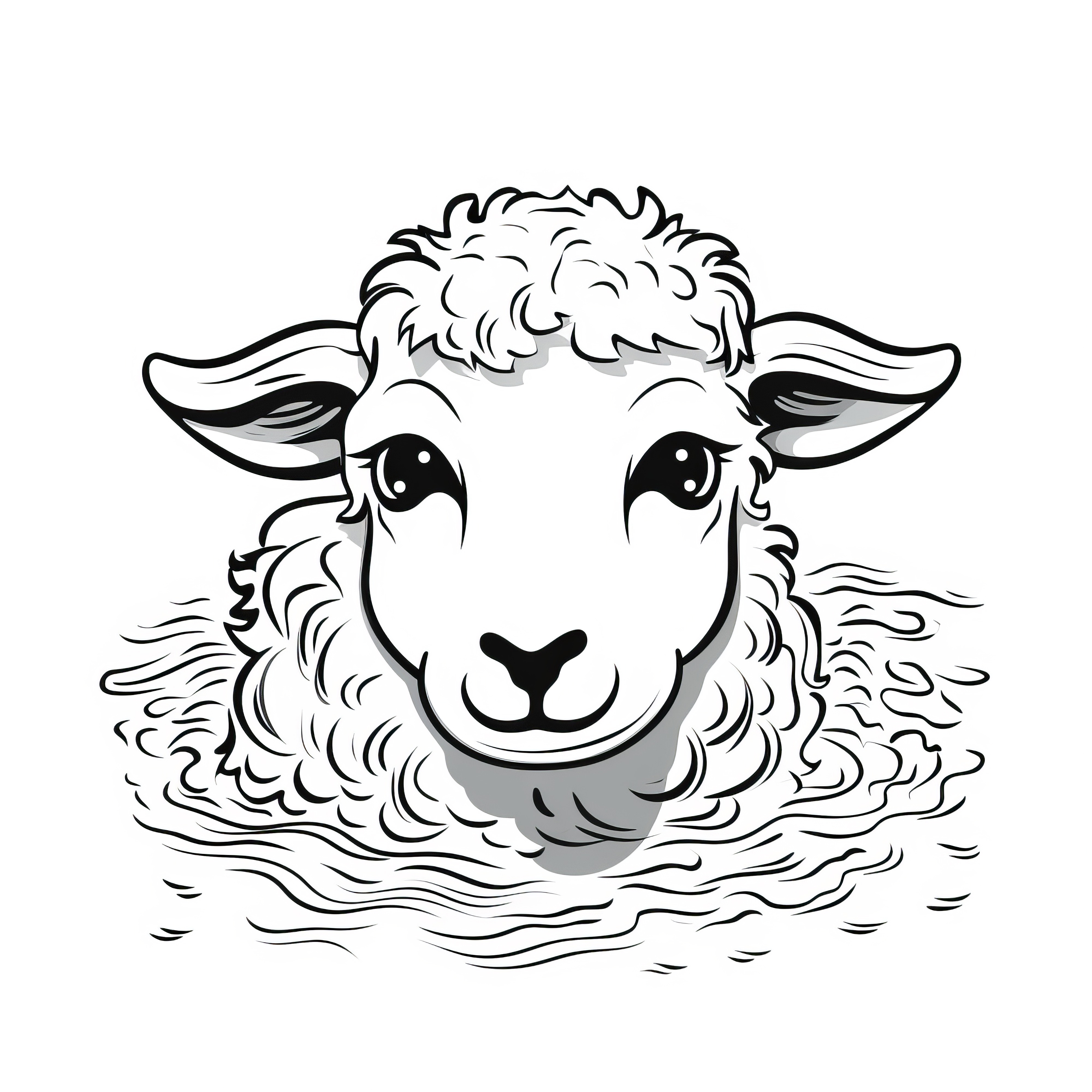 Mignonne tête de mouton : Coloriage simple (Gratuit)